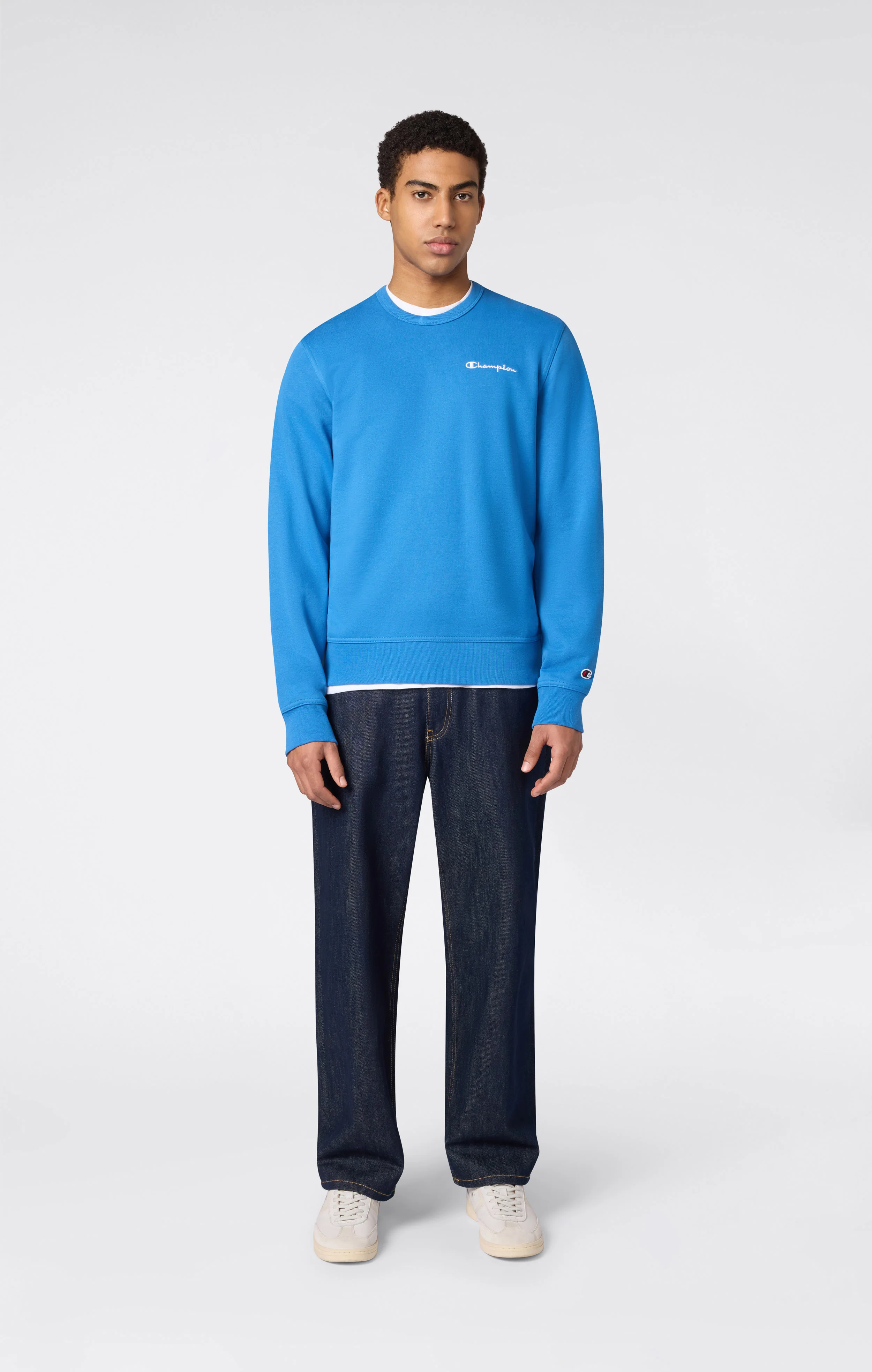 Men’s Lightweight Crewneck Sweatshirt with Embroidered Logo Icons - Image 2