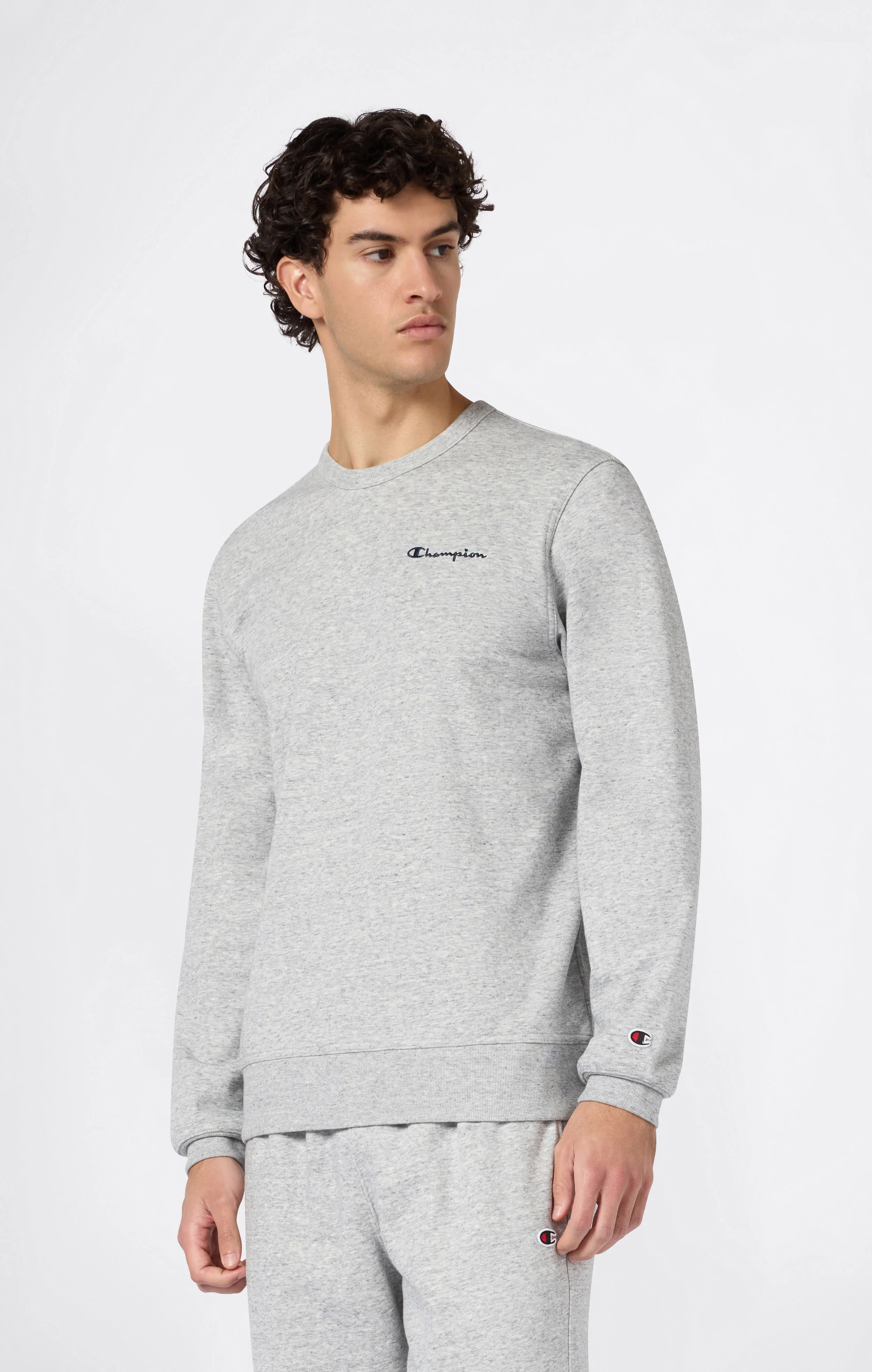 Men’s Lightweight Crewneck Sweatshirt with Embroidered Logo Icons