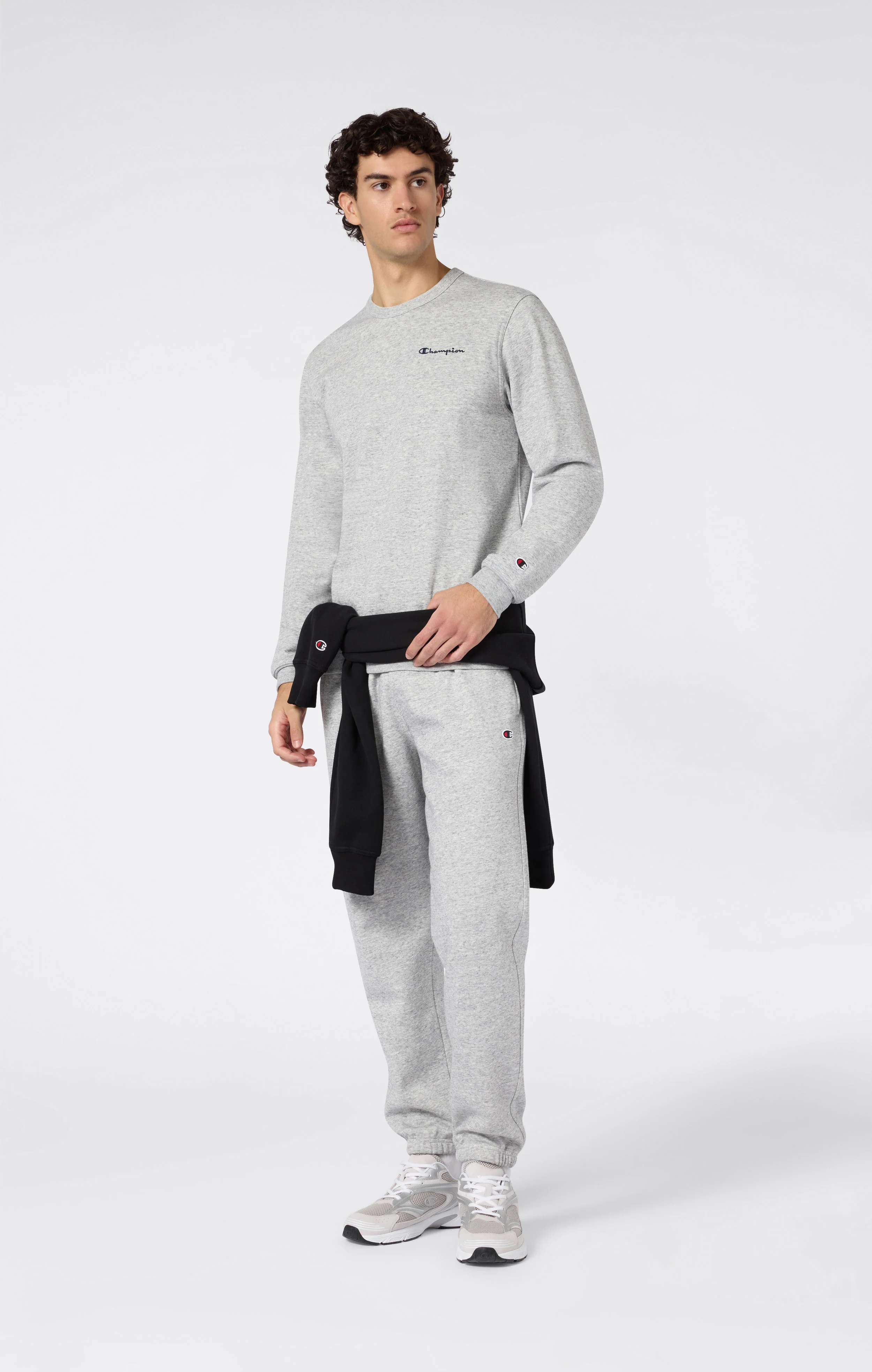 Men’s Lightweight Crewneck Sweatshirt with Embroidered Logo Icons - Image 2