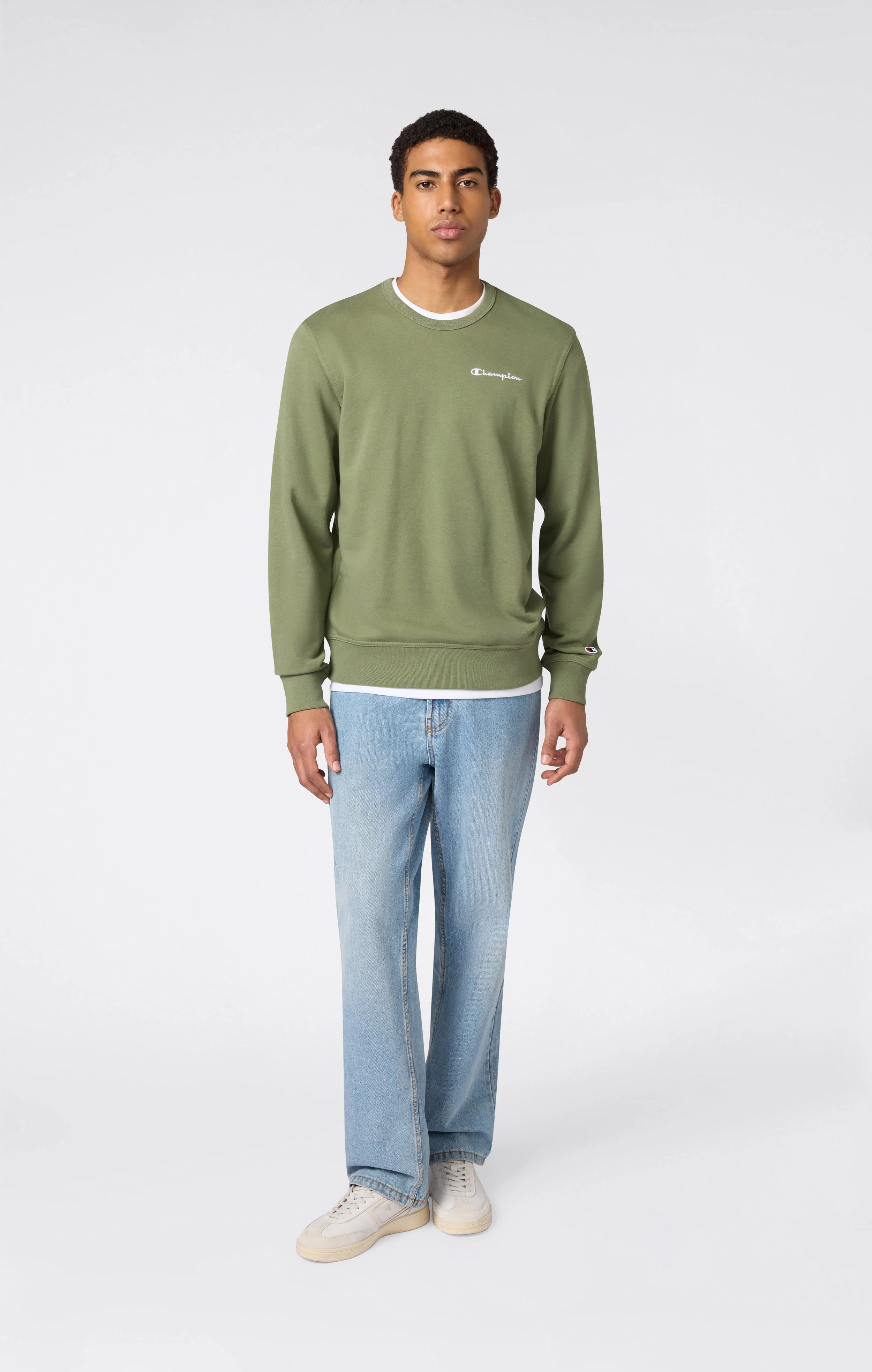 Men’s Lightweight Crewneck Sweatshirt with Embroidered Logo Icons - Image 2