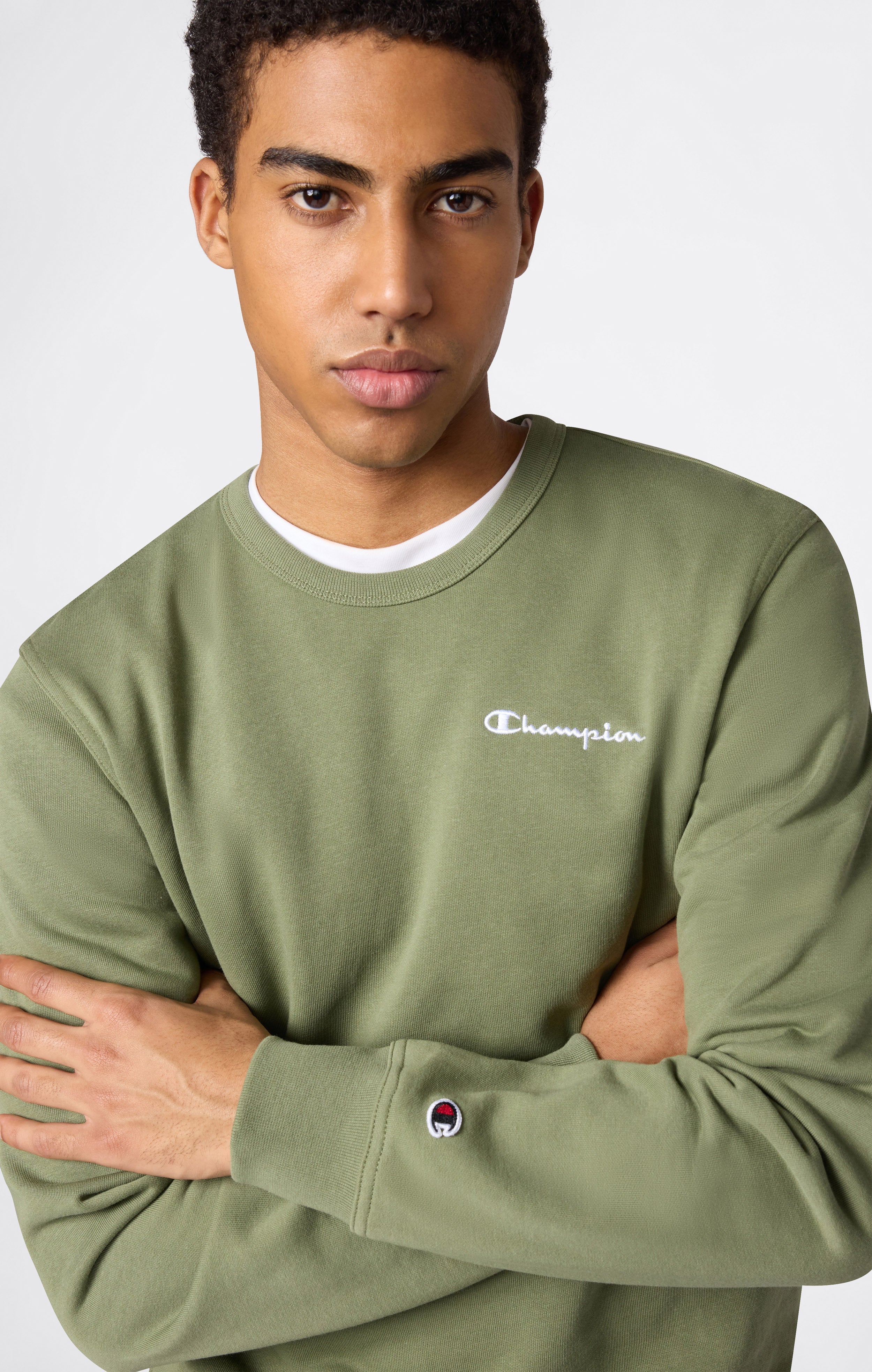 Men’s Lightweight Crewneck Sweatshirt with Embroidered Logo Icons - Image 3
