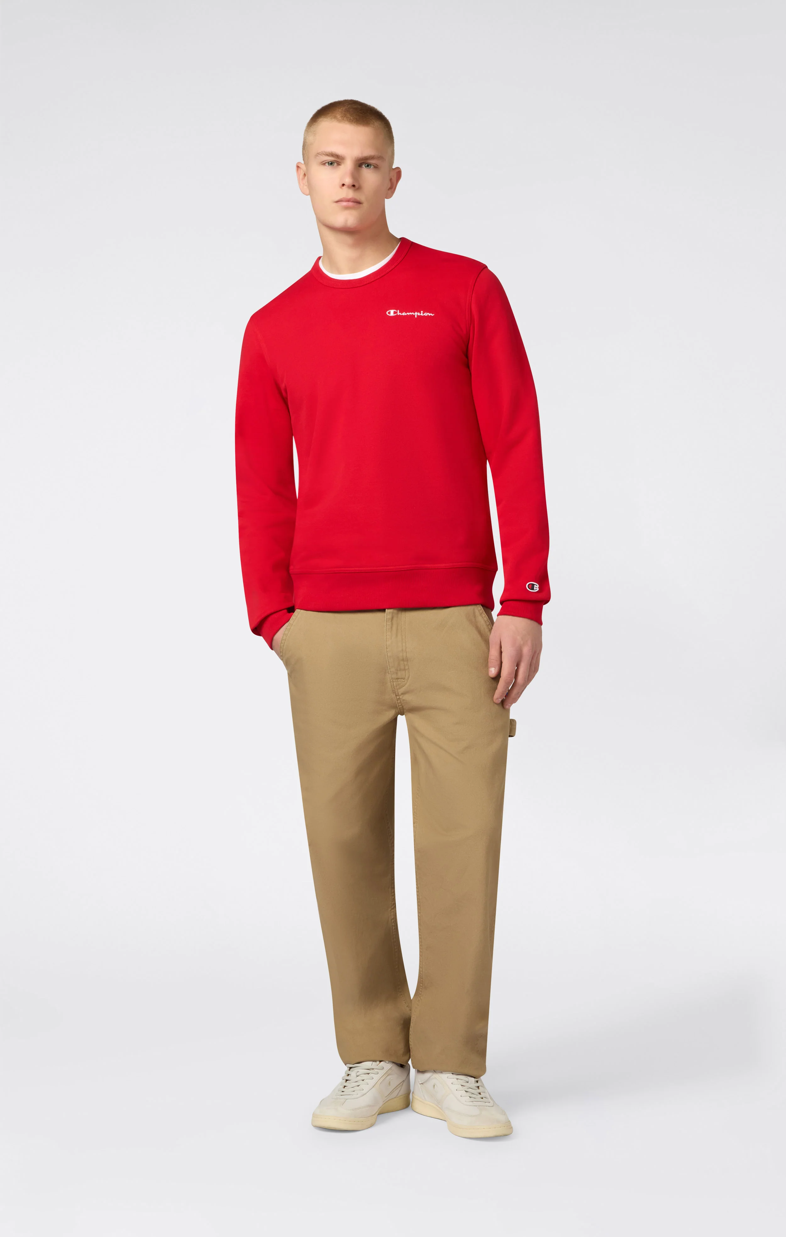 Men’s Lightweight Crewneck Sweatshirt with Embroidered Logo Icons - Image 2