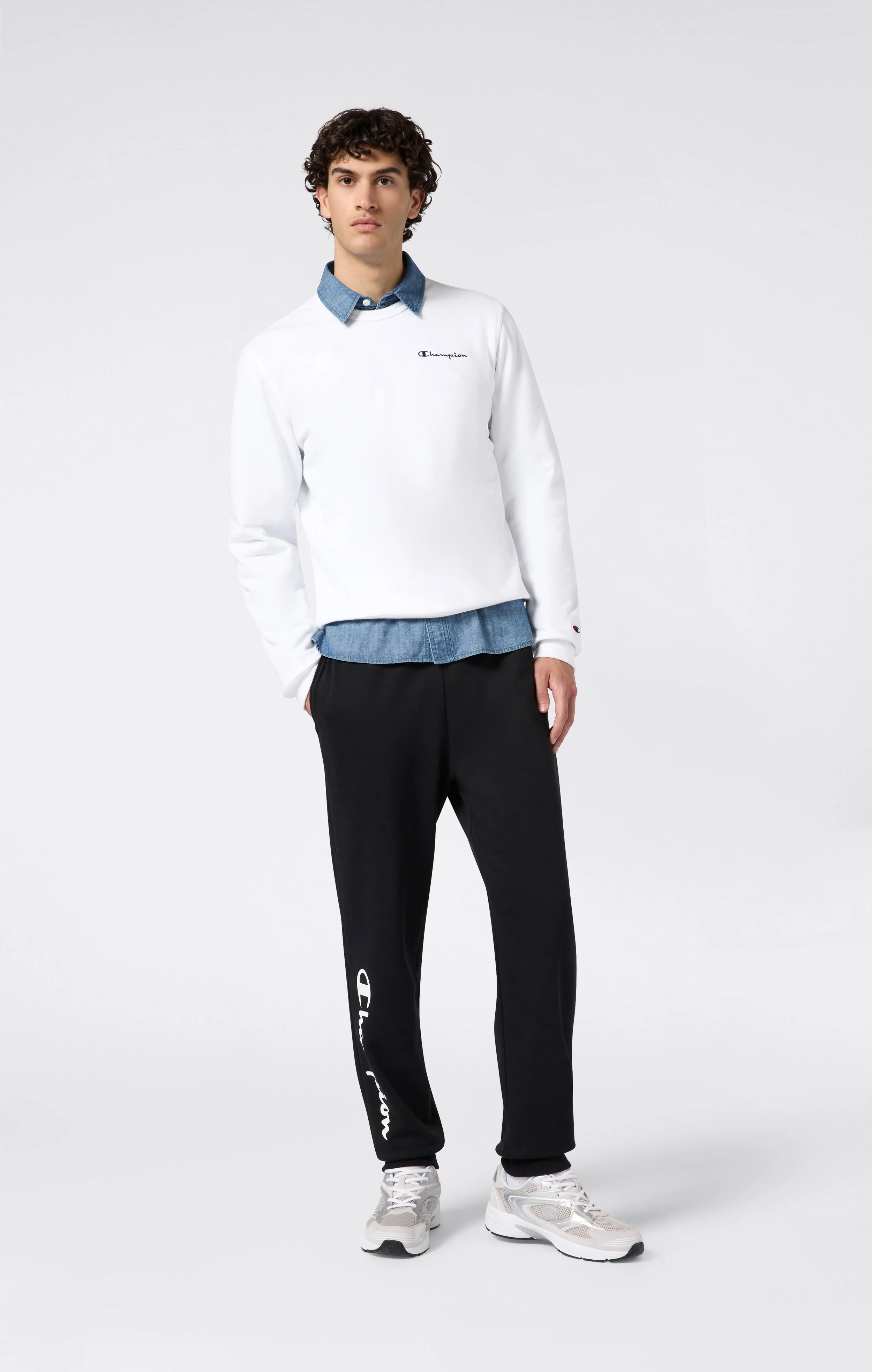 Men’s Lightweight Crewneck Sweatshirt with Embroidered Logo Icons - Image 2