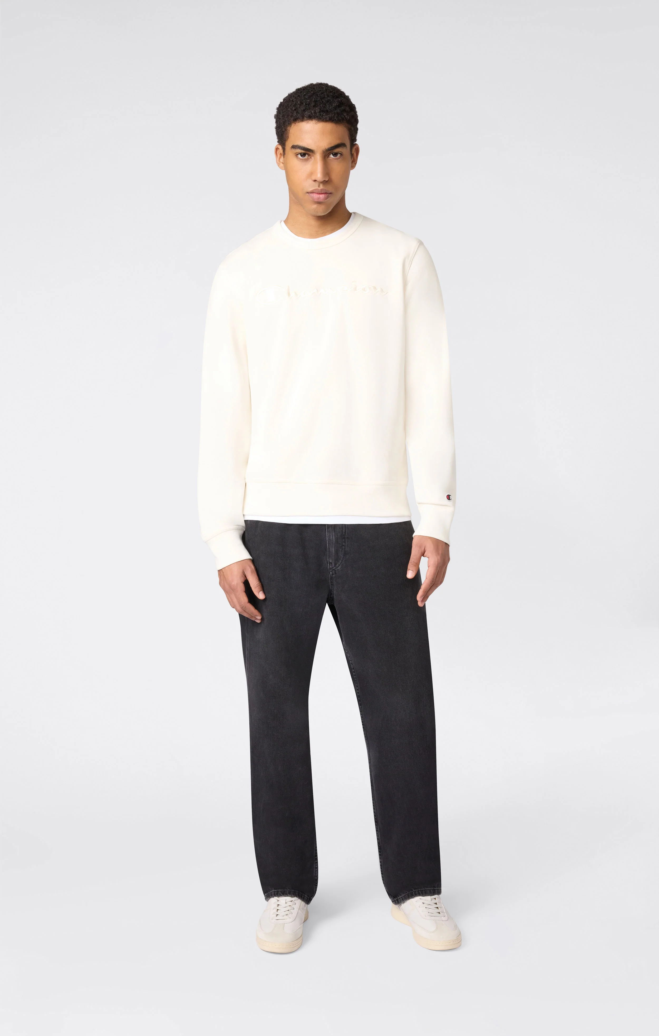 Men’s Lightweight Crewneck Sweatshirt with Tonal Logo Icons - Image 2