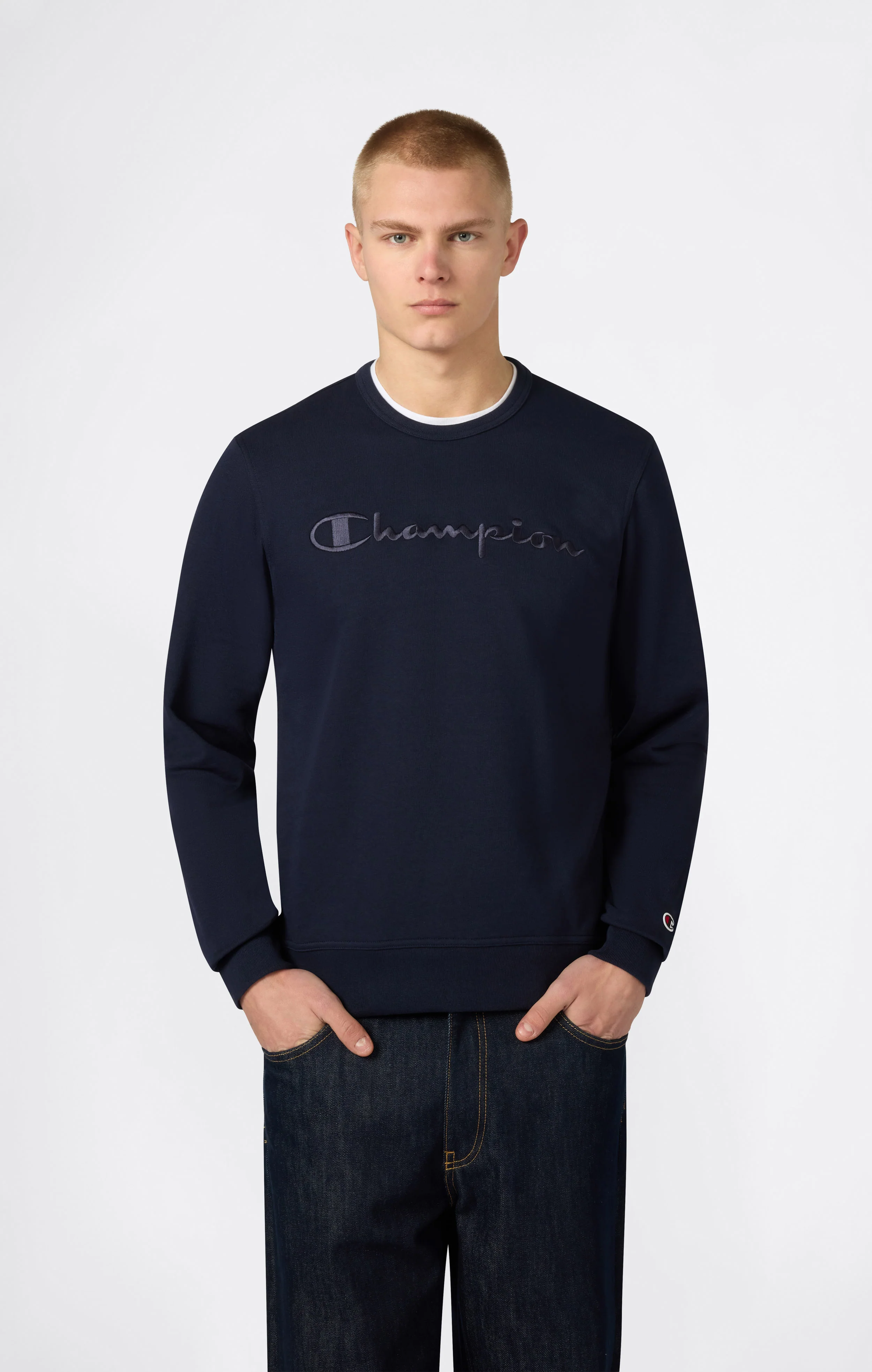 Men’s Lightweight Crewneck Sweatshirt with Tonal Logo Icons