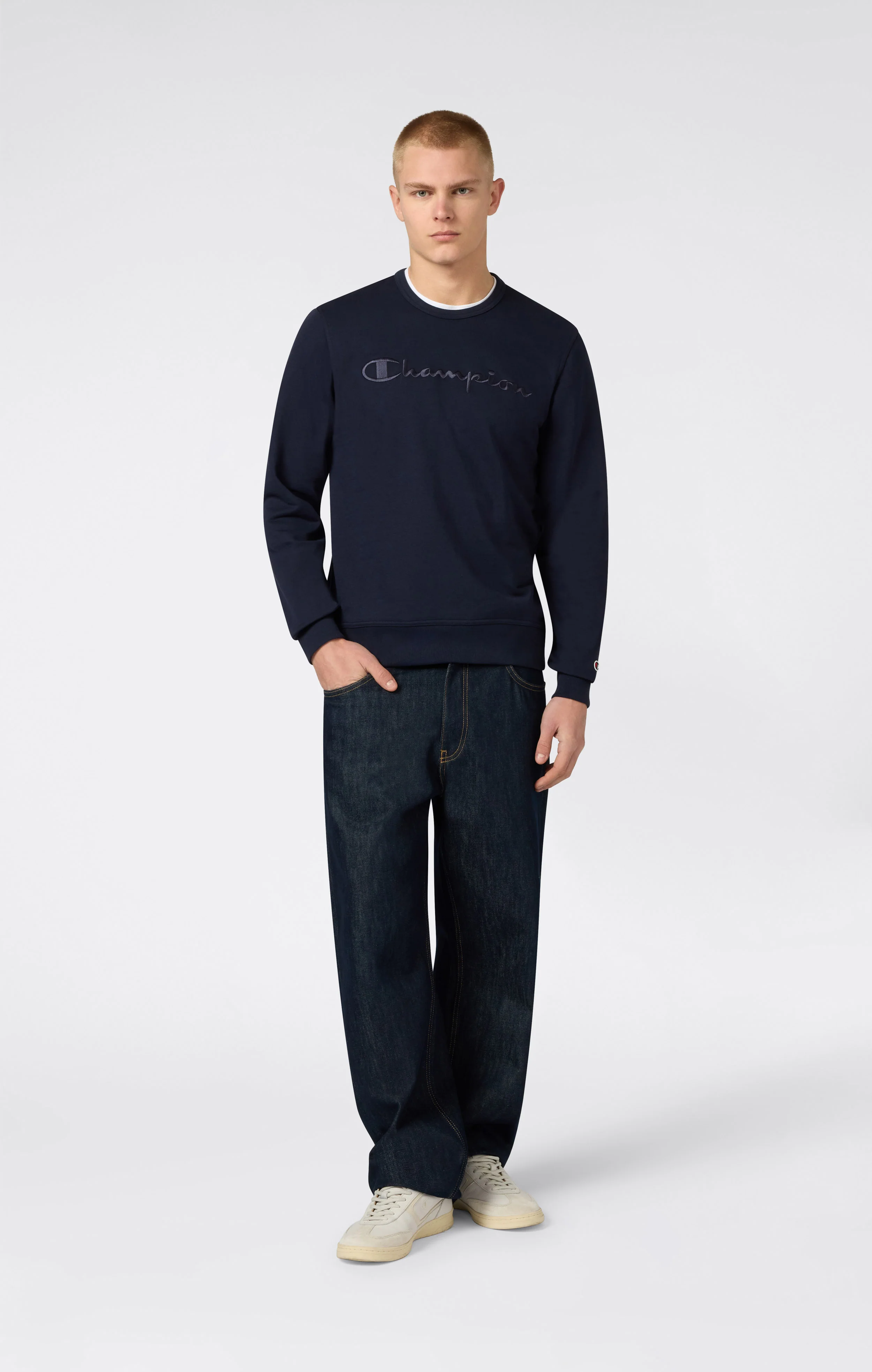 Men’s Lightweight Crewneck Sweatshirt with Tonal Logo Icons - Image 2