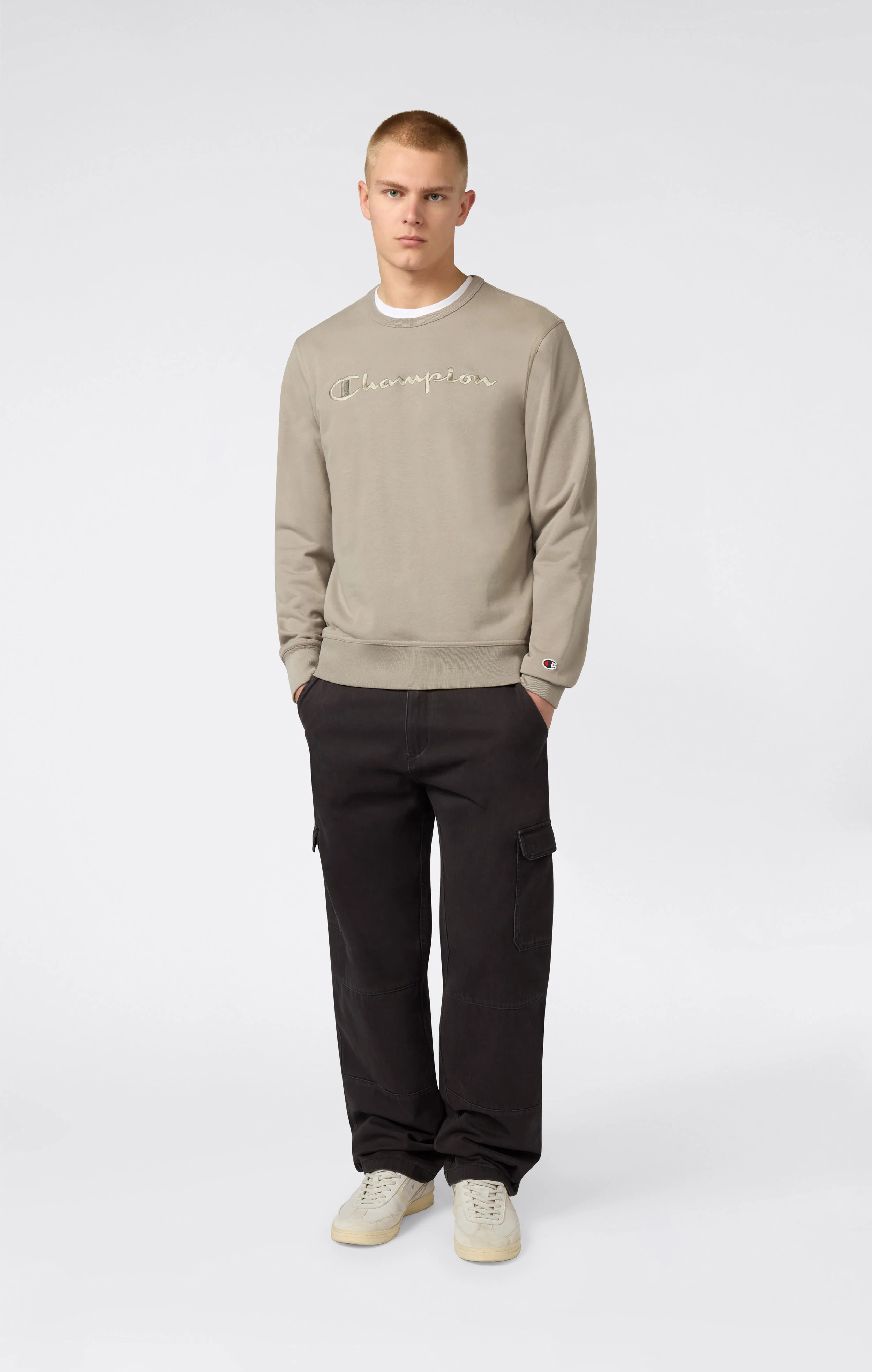 Men’s Lightweight Crewneck Sweatshirt with Tonal Logo Icons - Image 2