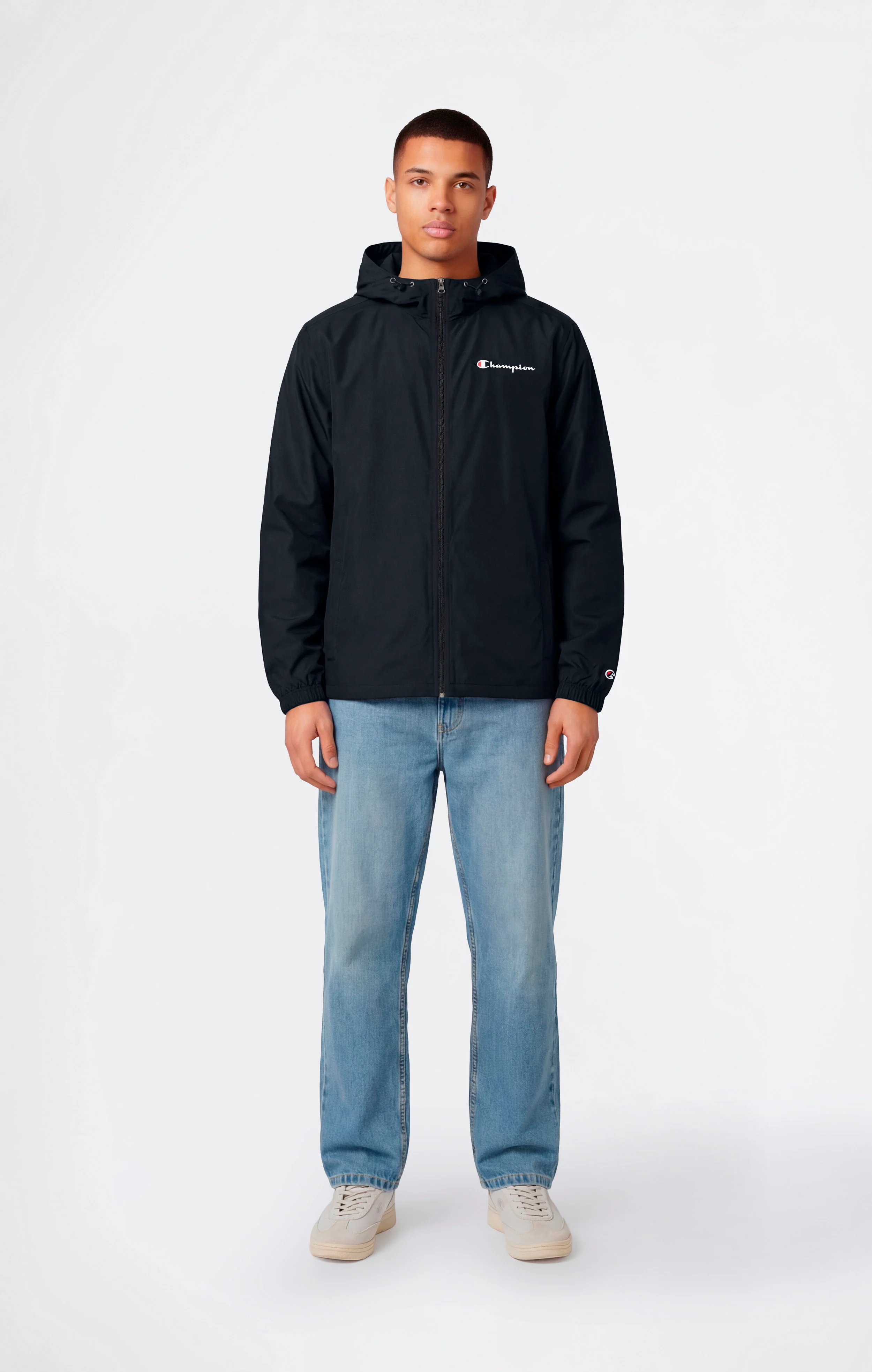 Men’s Lightweight Full Zip Hooded Windbreaker Jacket - Image 2