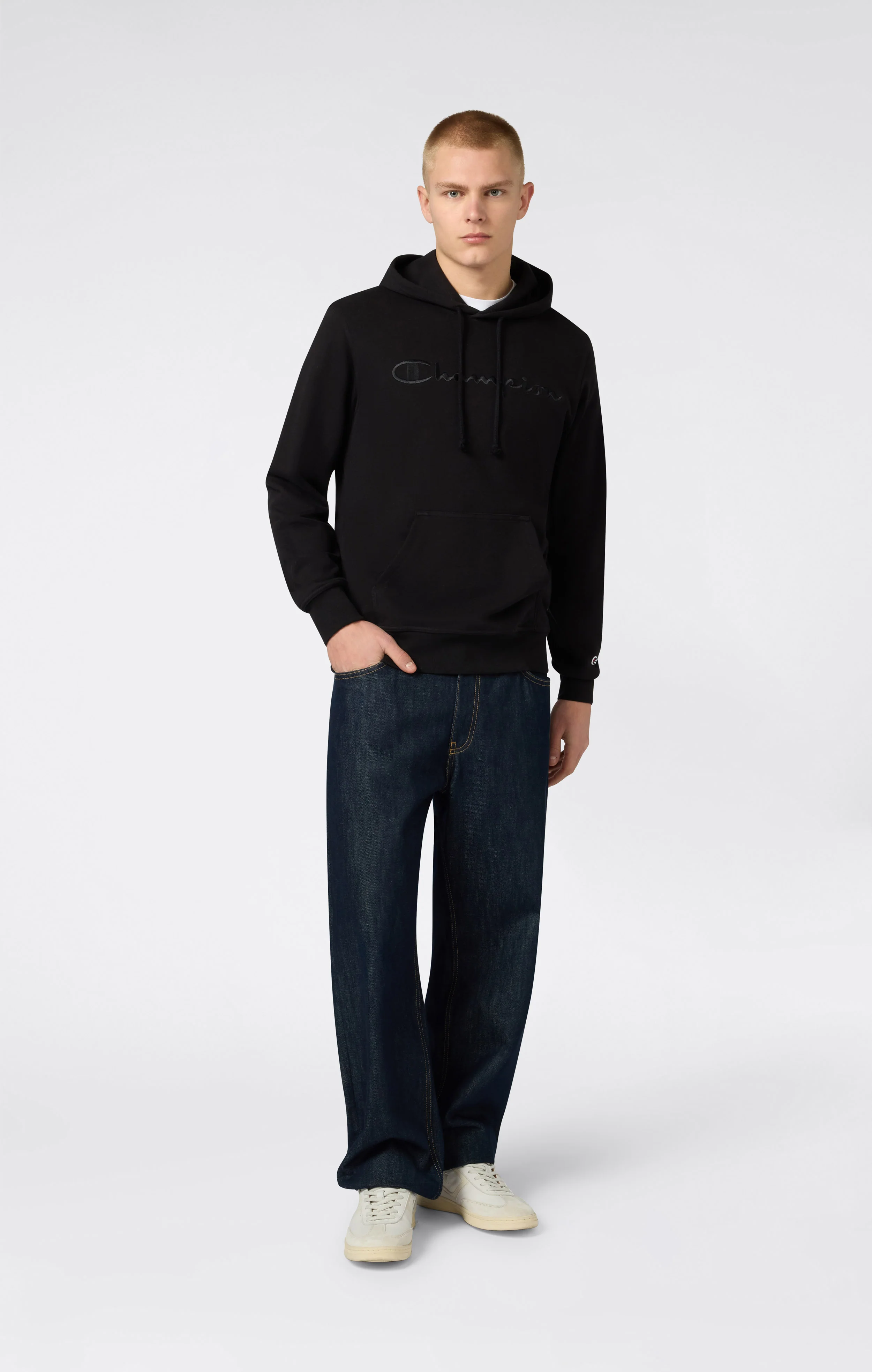 Men's Lightweight Hoodie with Embroidered Logo Icons - Image 2