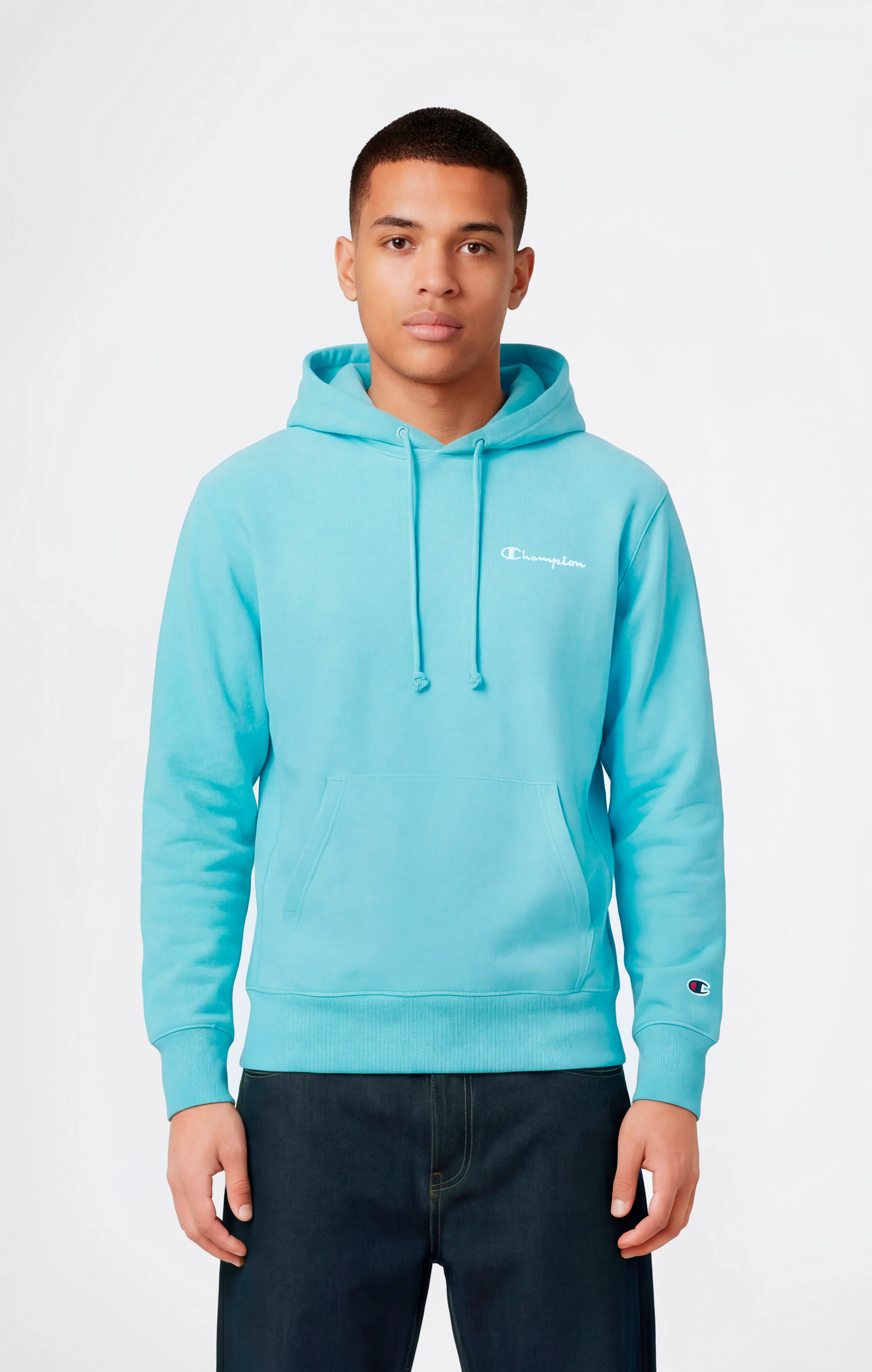 Men’s Lightweight Hoodie with Small Embroidered Logo Icons