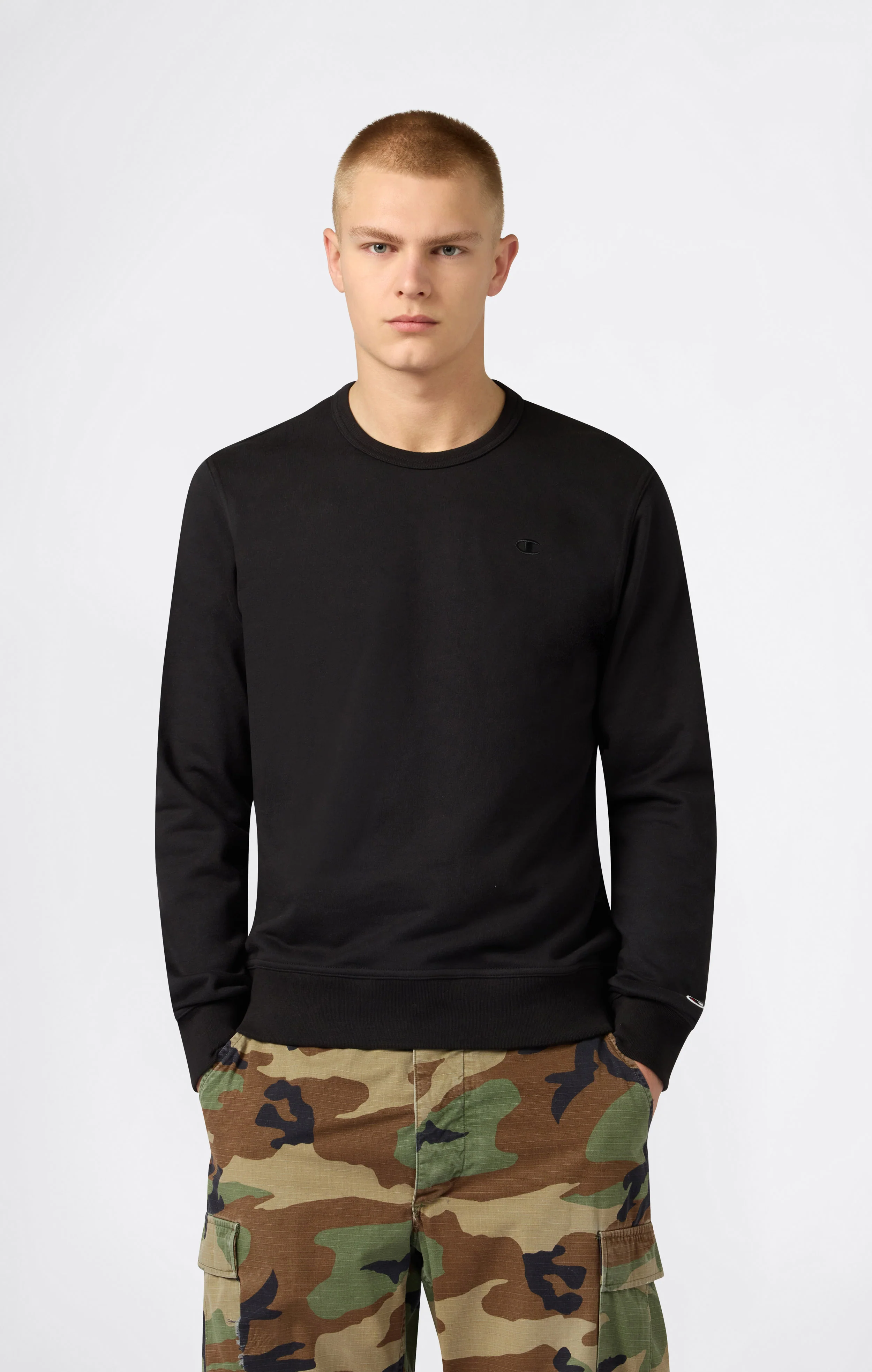 Men's Lightweight Sweatshirt with Tone-on-Tone Embroidered Logo
