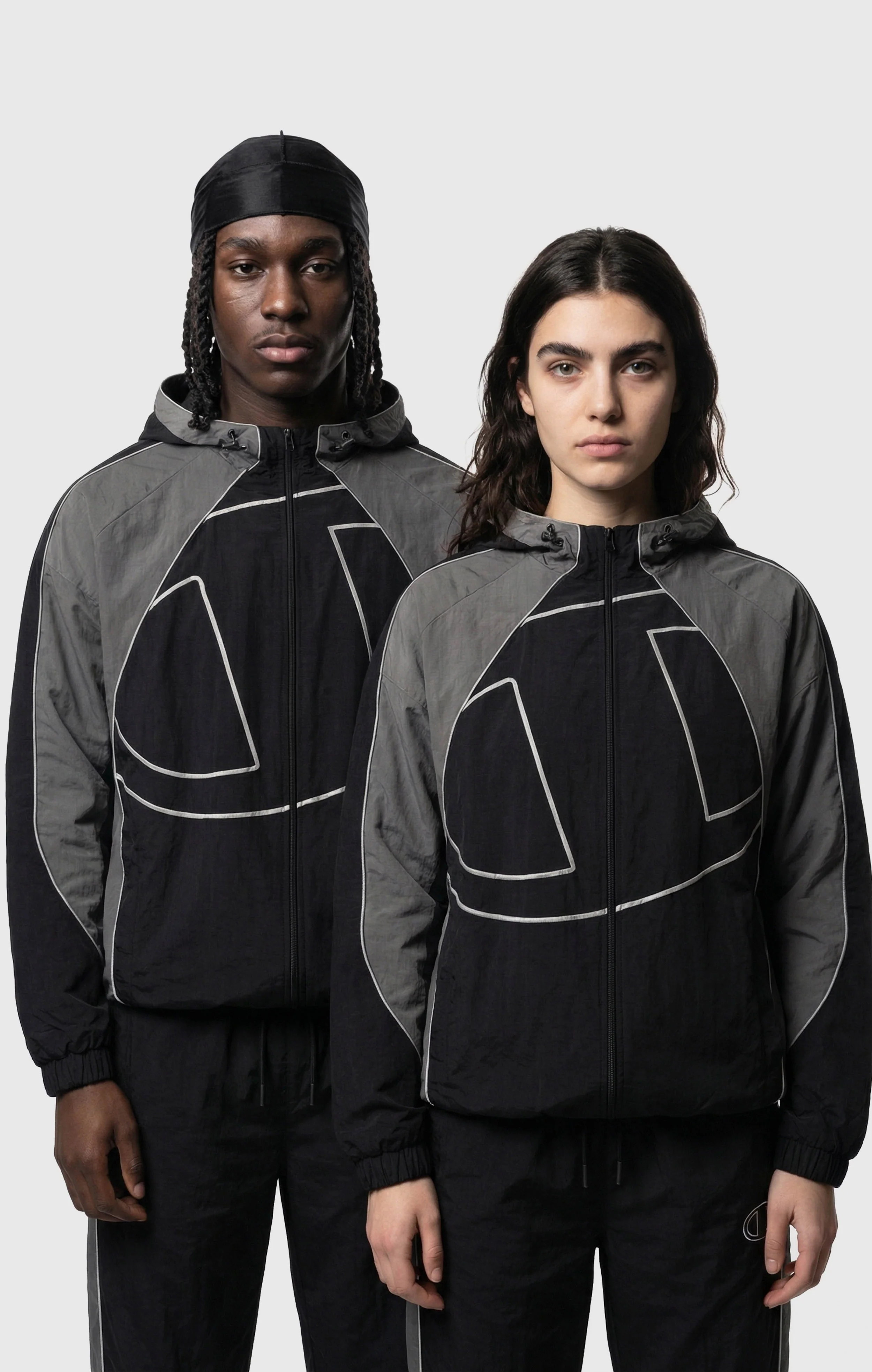 Men’s Woven Nylon Full-Zip Hooded Track Top Loose Fit - Image 2