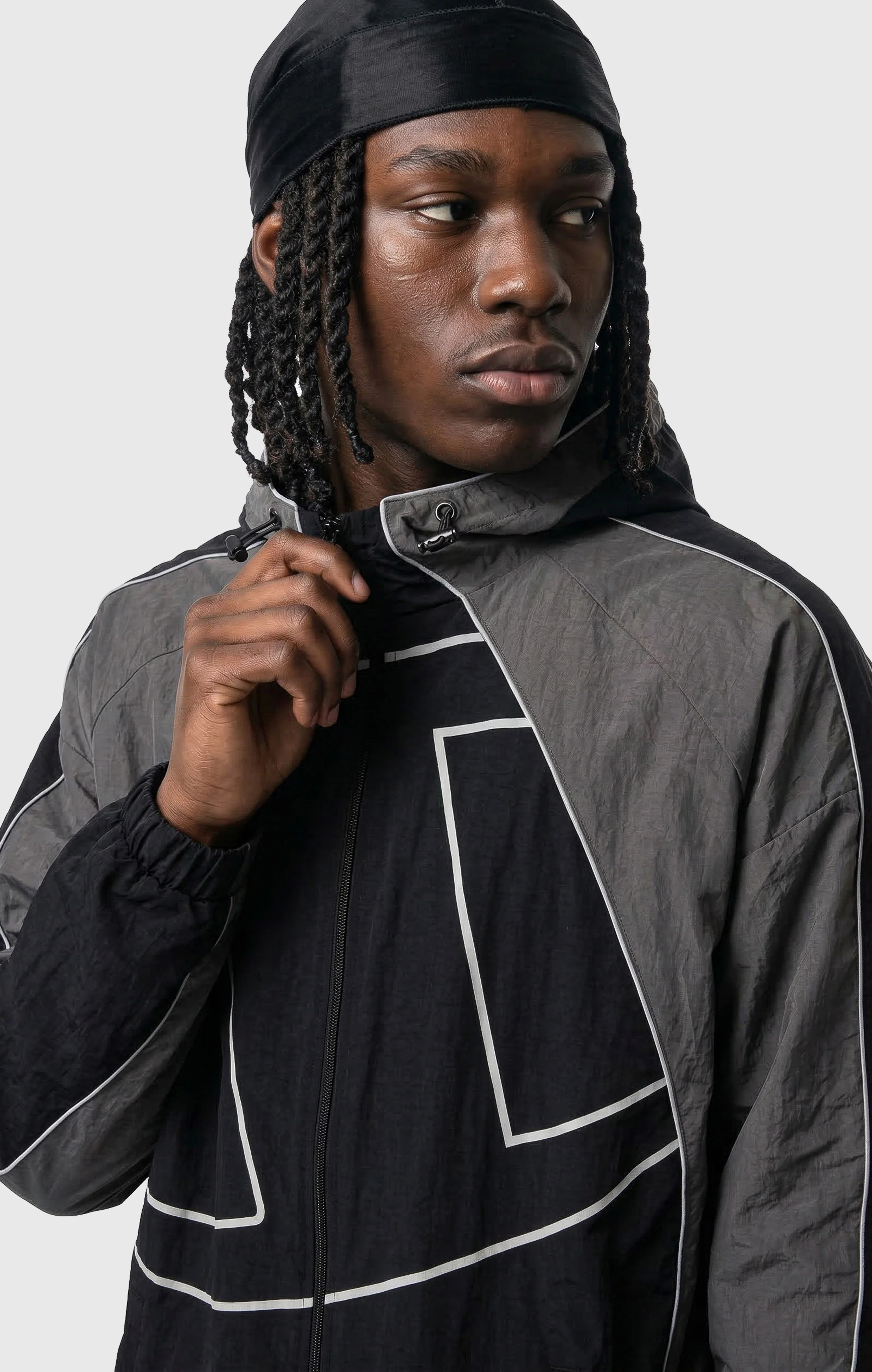 Men’s Woven Nylon Full-Zip Hooded Track Top Loose Fit - Image 5