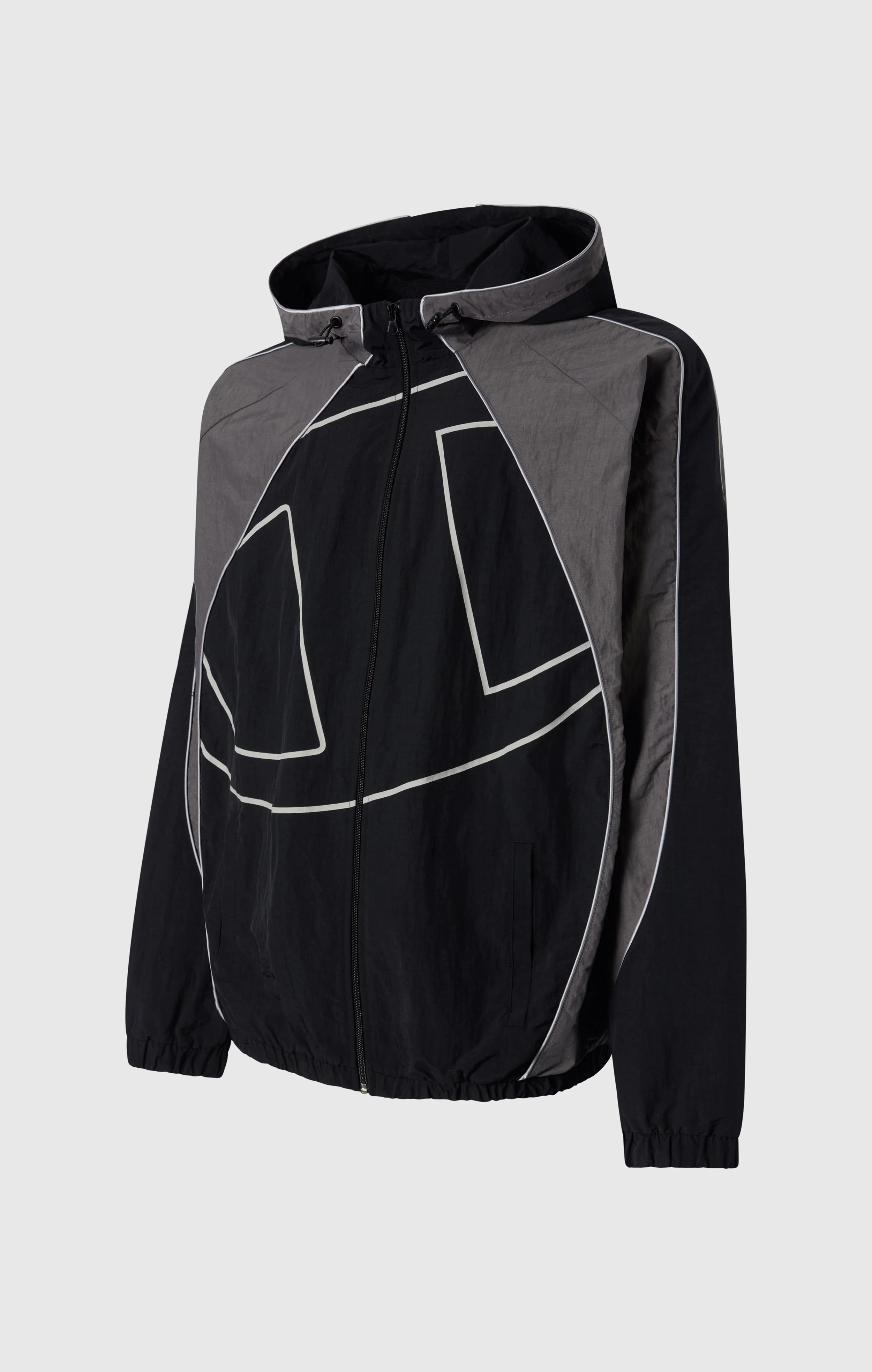 Men’s Woven Nylon Full-Zip Hooded Track Top Loose Fit - Image 8