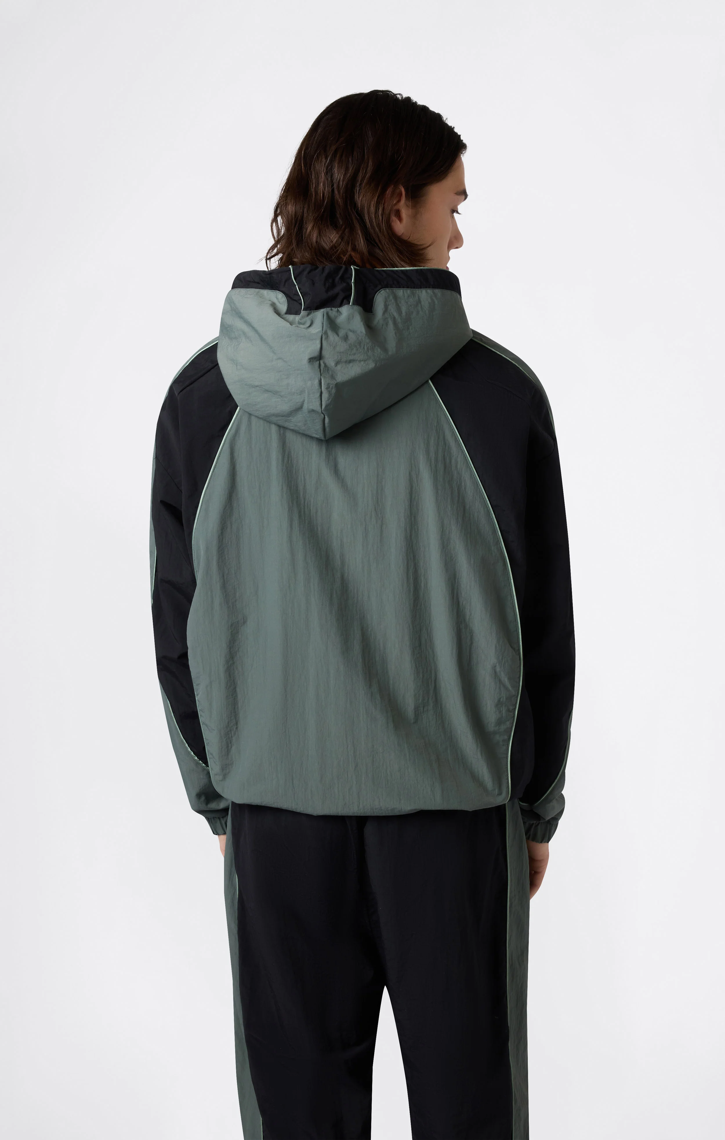 Men’s Woven Nylon Full-Zip Hooded Track Top Loose Fit - Image 3