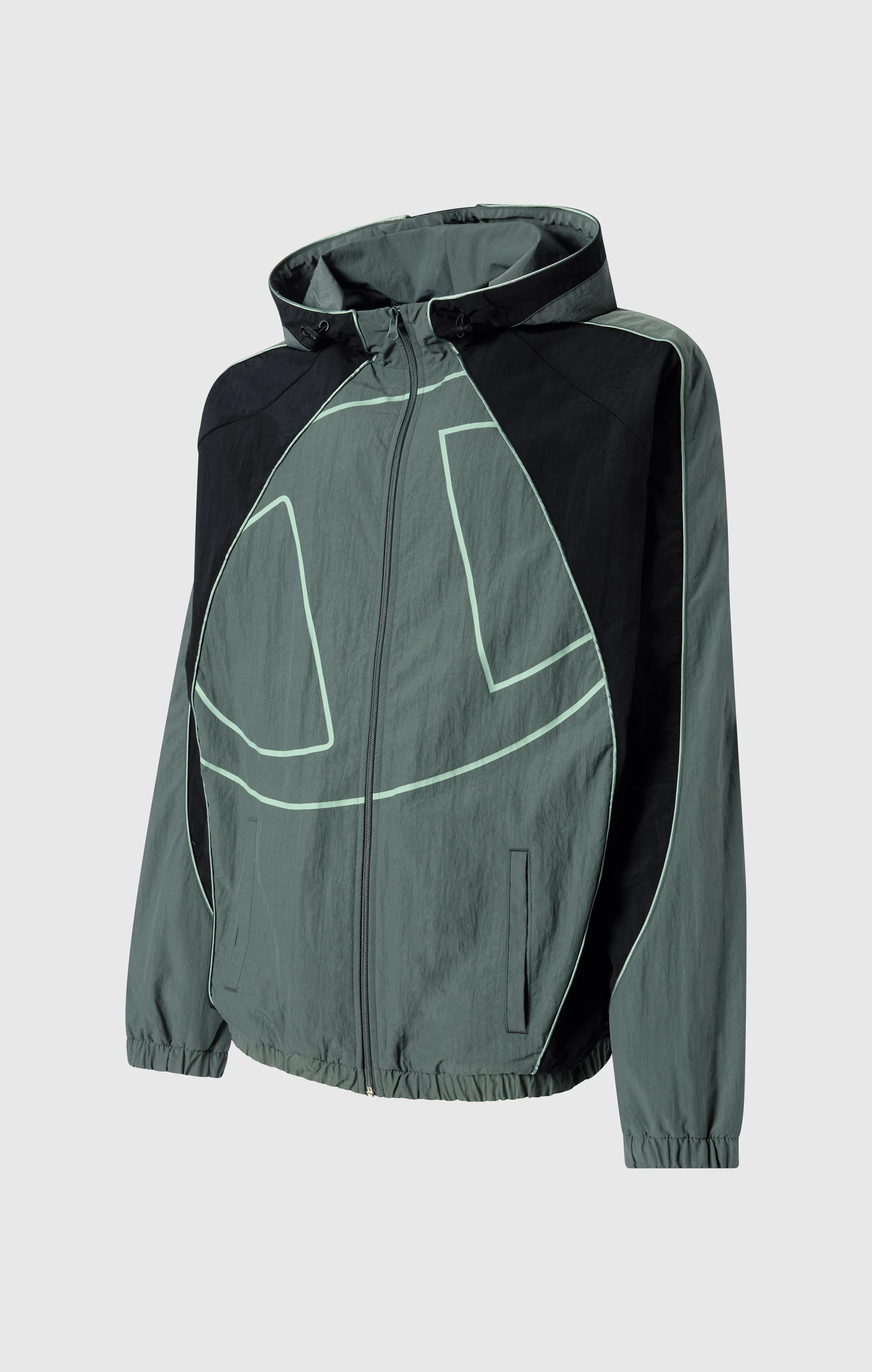 Men’s Woven Nylon Full-Zip Hooded Track Top Loose Fit - Image 7