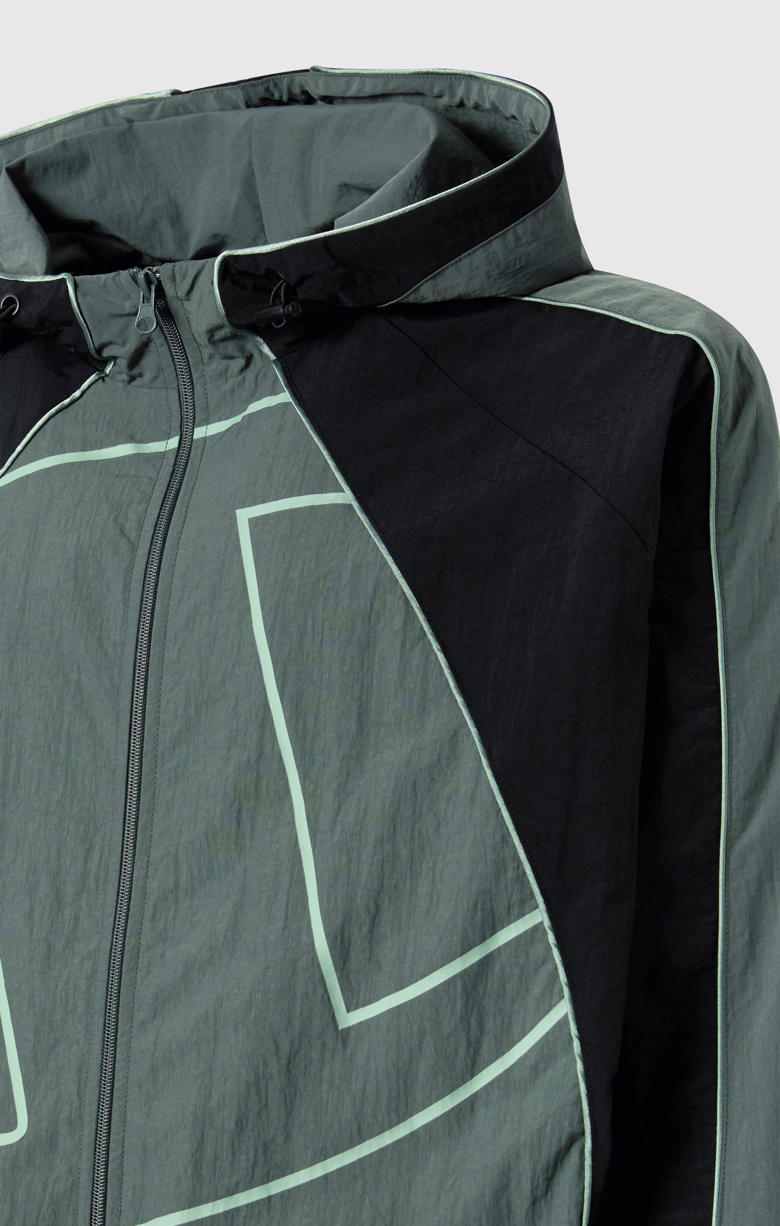 Men’s Woven Nylon Full-Zip Hooded Track Top Loose Fit - Image 8