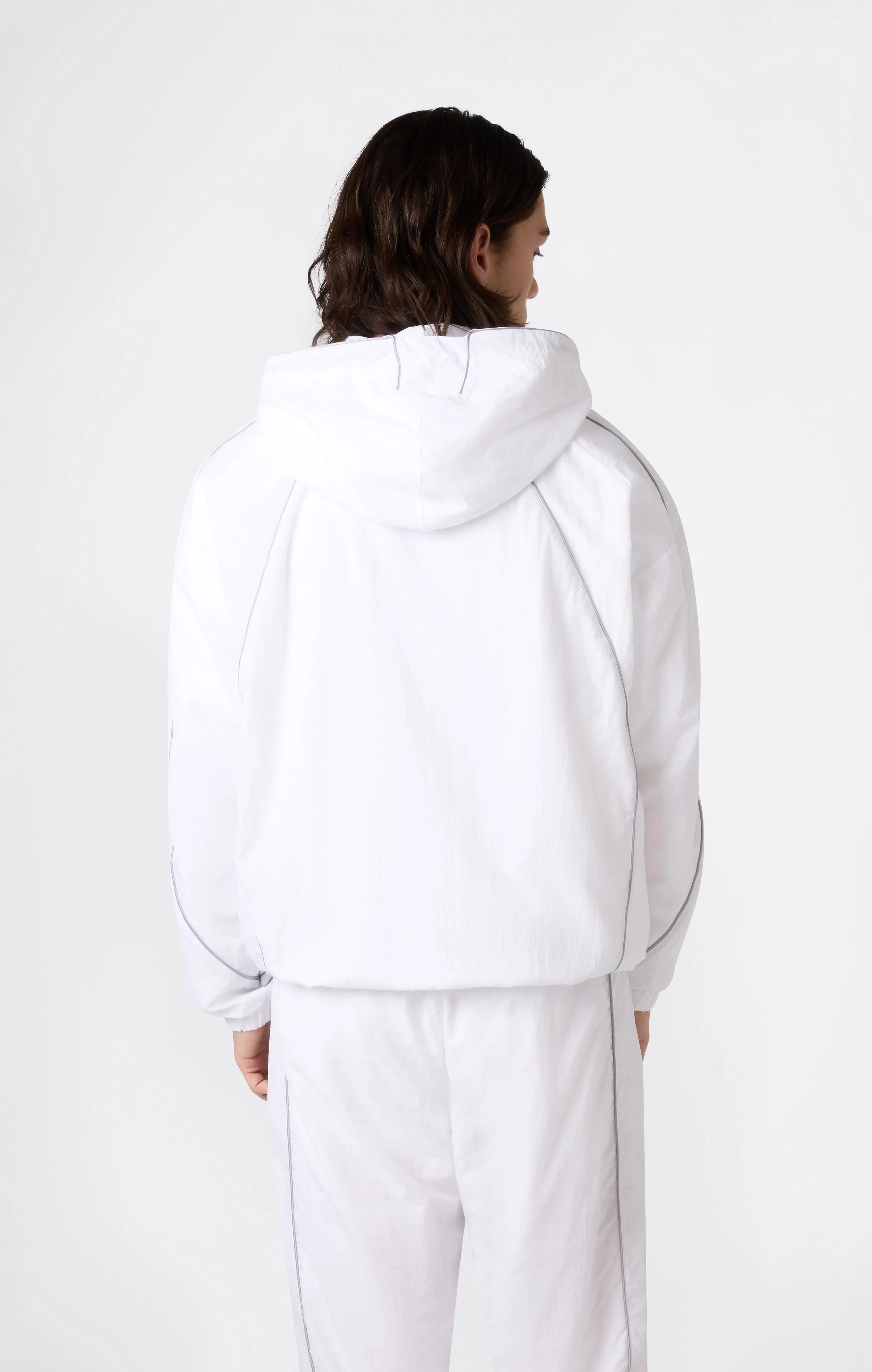 Men’s Woven Nylon Full-Zip Hooded Track Top Loose Fit - Image 3