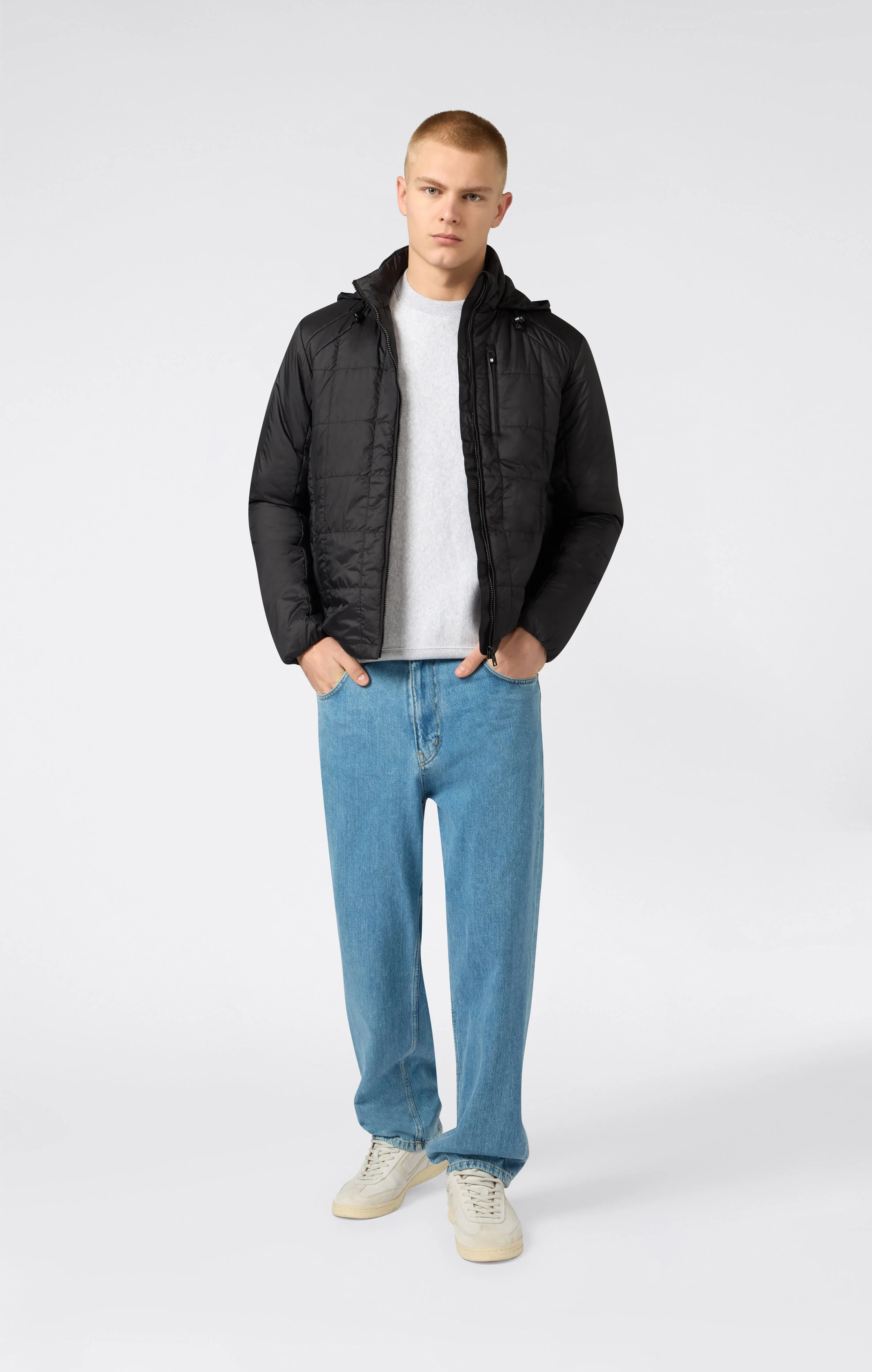 Men’s Padded Hooded Jacket with Full Zip - Image 2