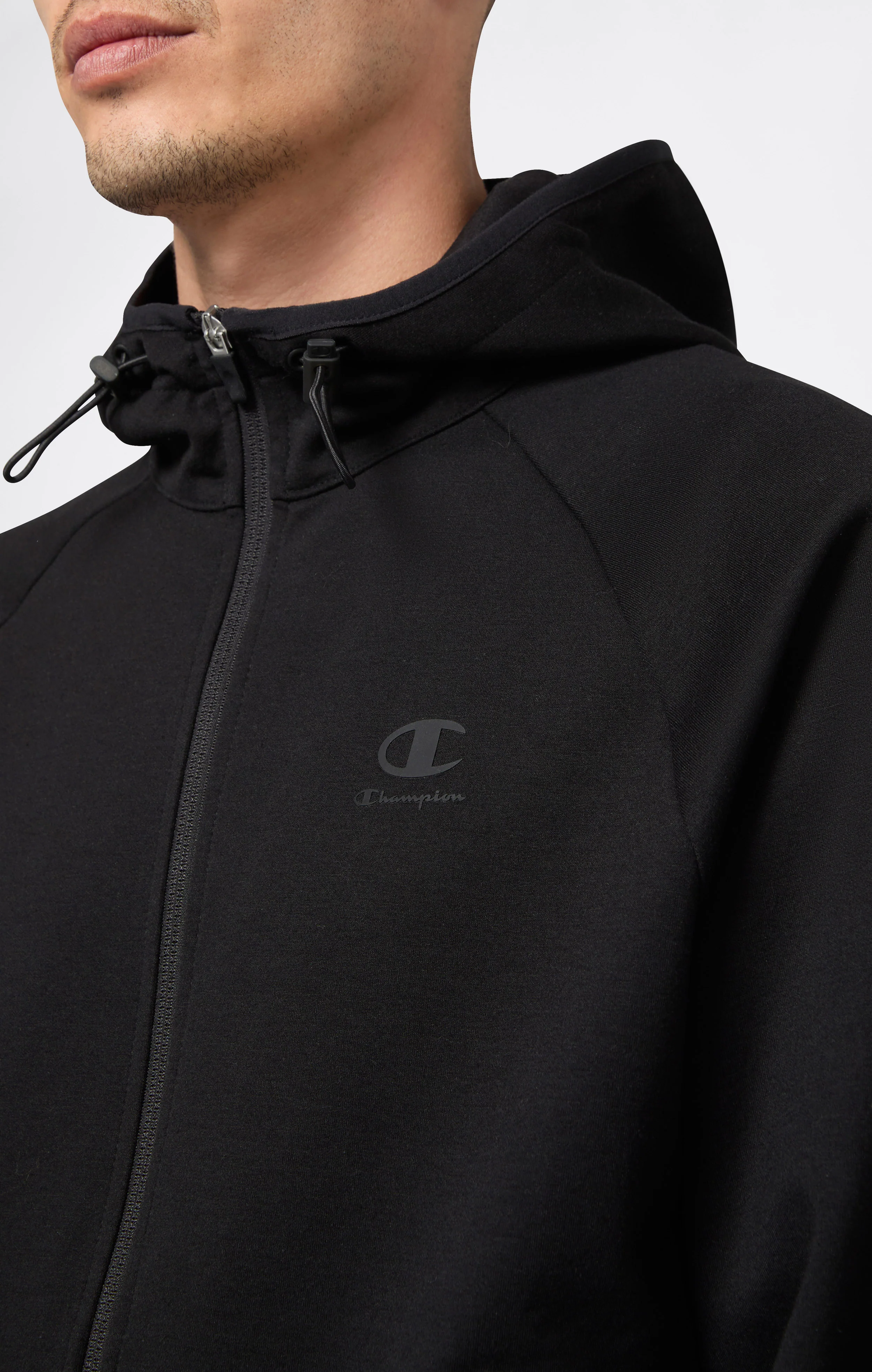 Men’s Stretch Poly-Cotton Full Zip Hooded Sweatshirt C-Tech - Image 2