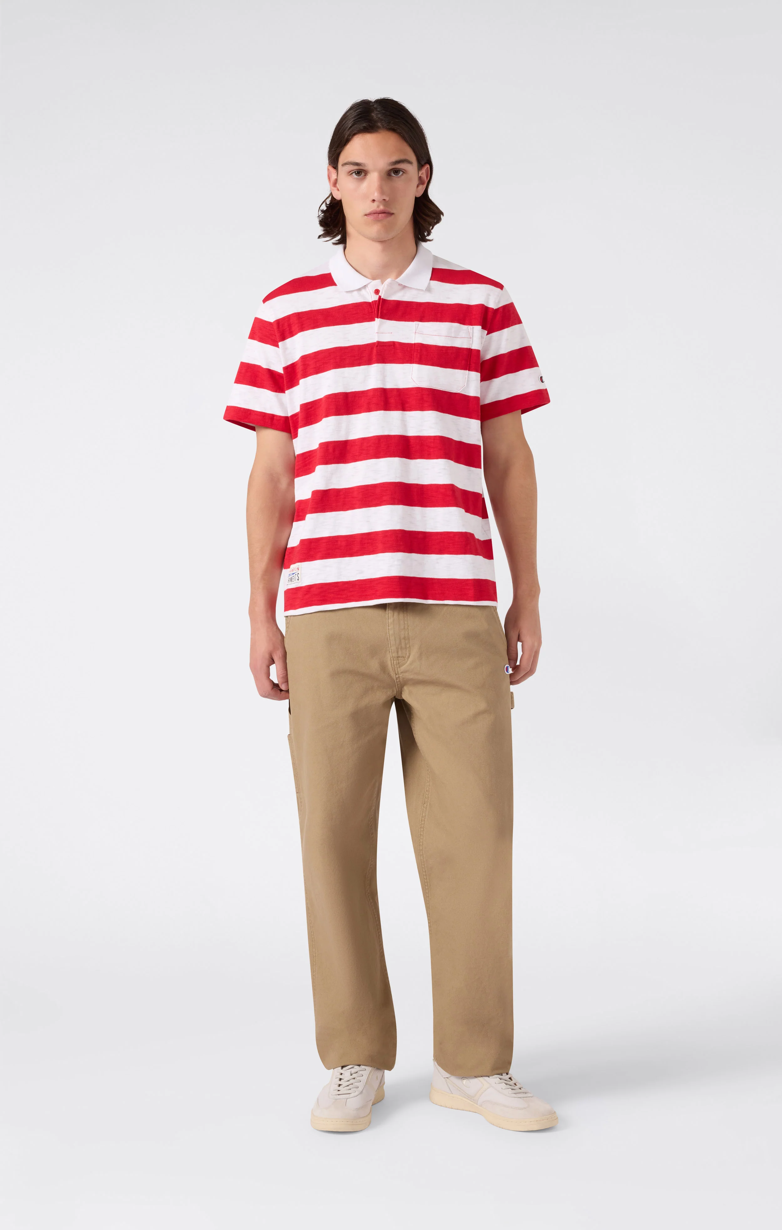 Men’s Striped Polo with Chest Pocket - Image 2