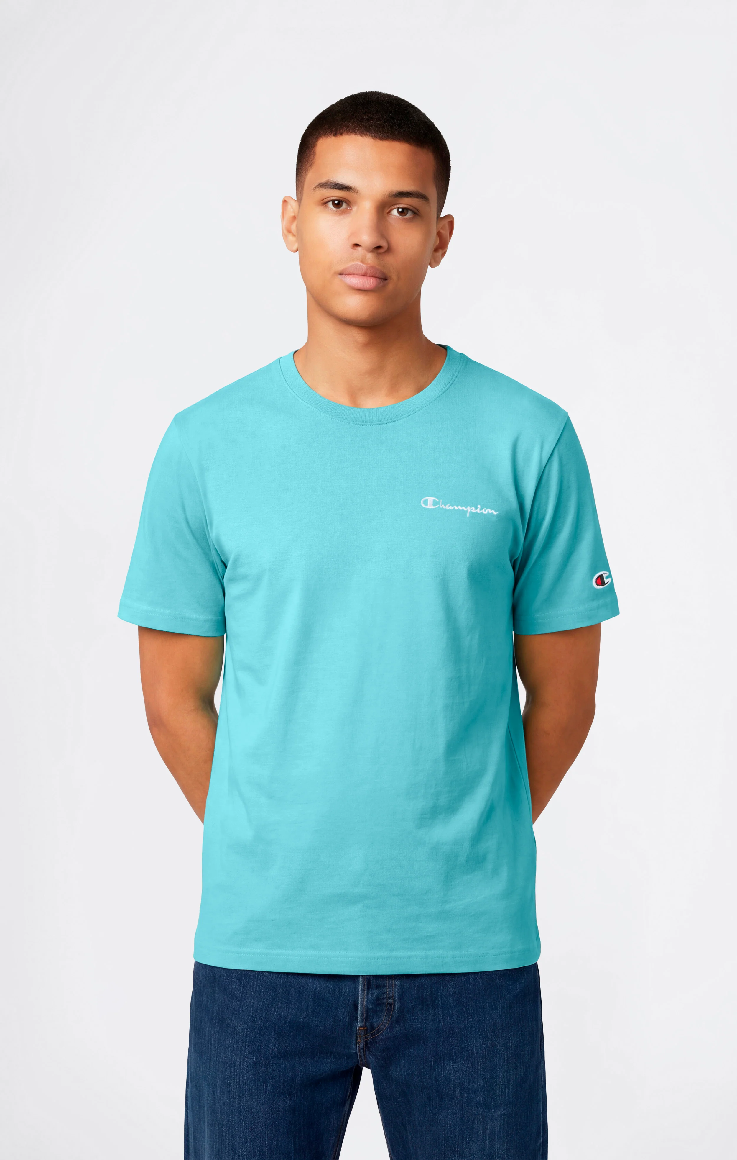 Men’s T-Shirt with Small Embroidered Logo Icons