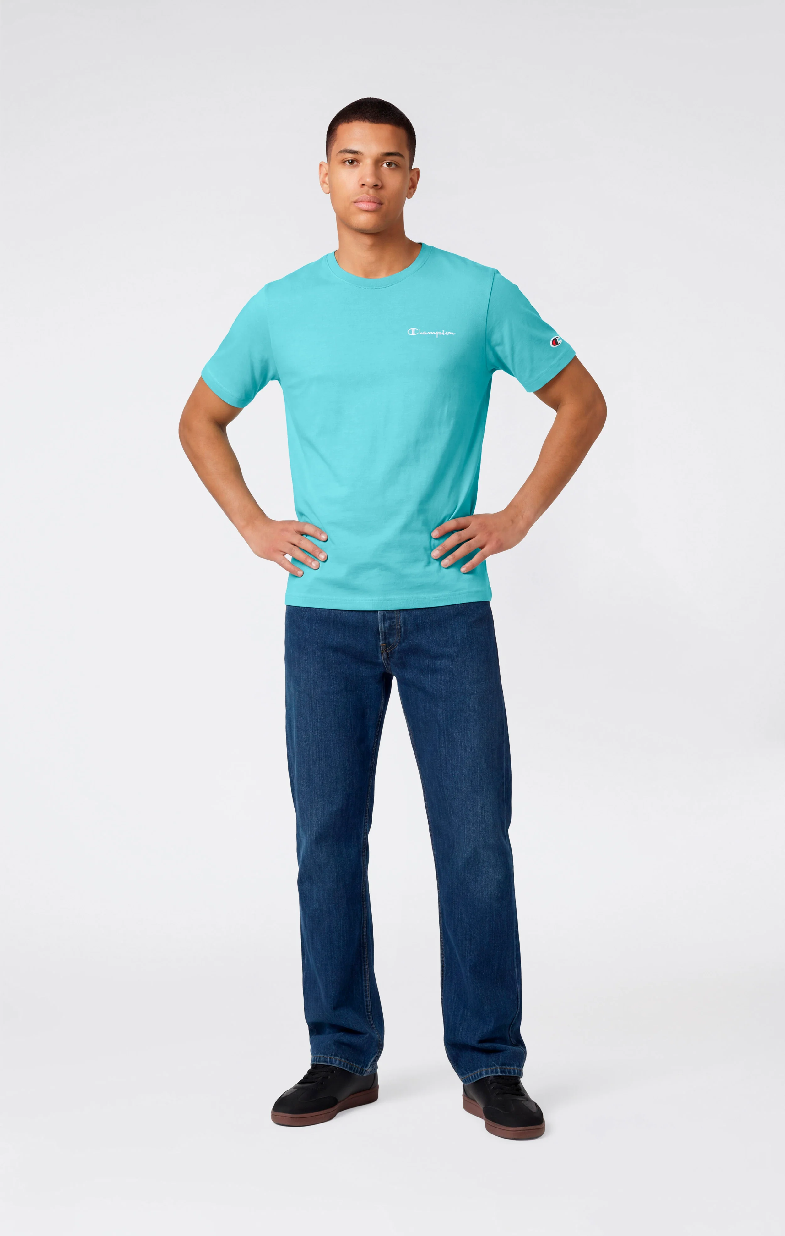 Men’s T-Shirt with Small Embroidered Logo Icons - Image 2