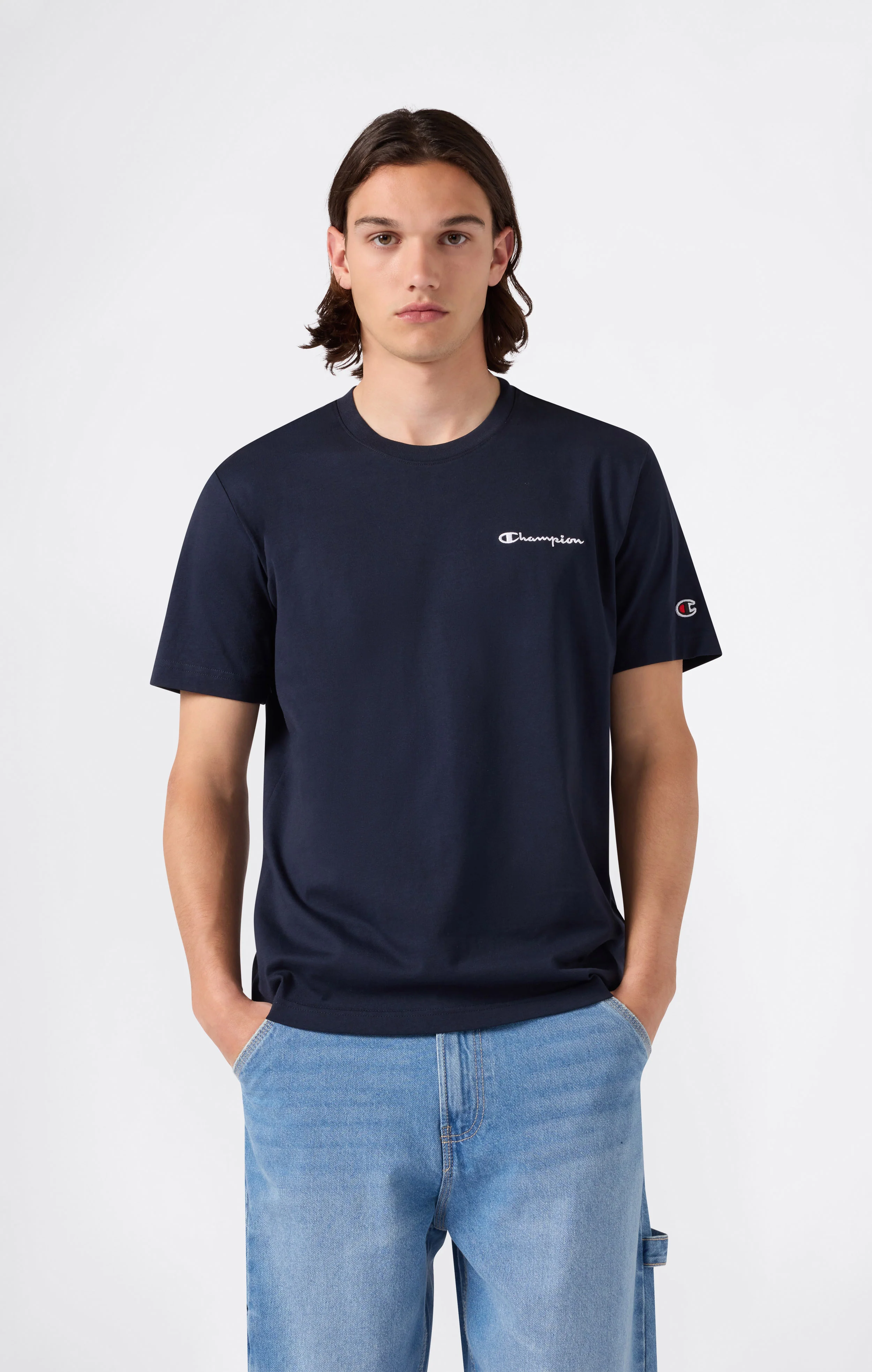 Men’s T-Shirt with Small Embroidered Logo Icons