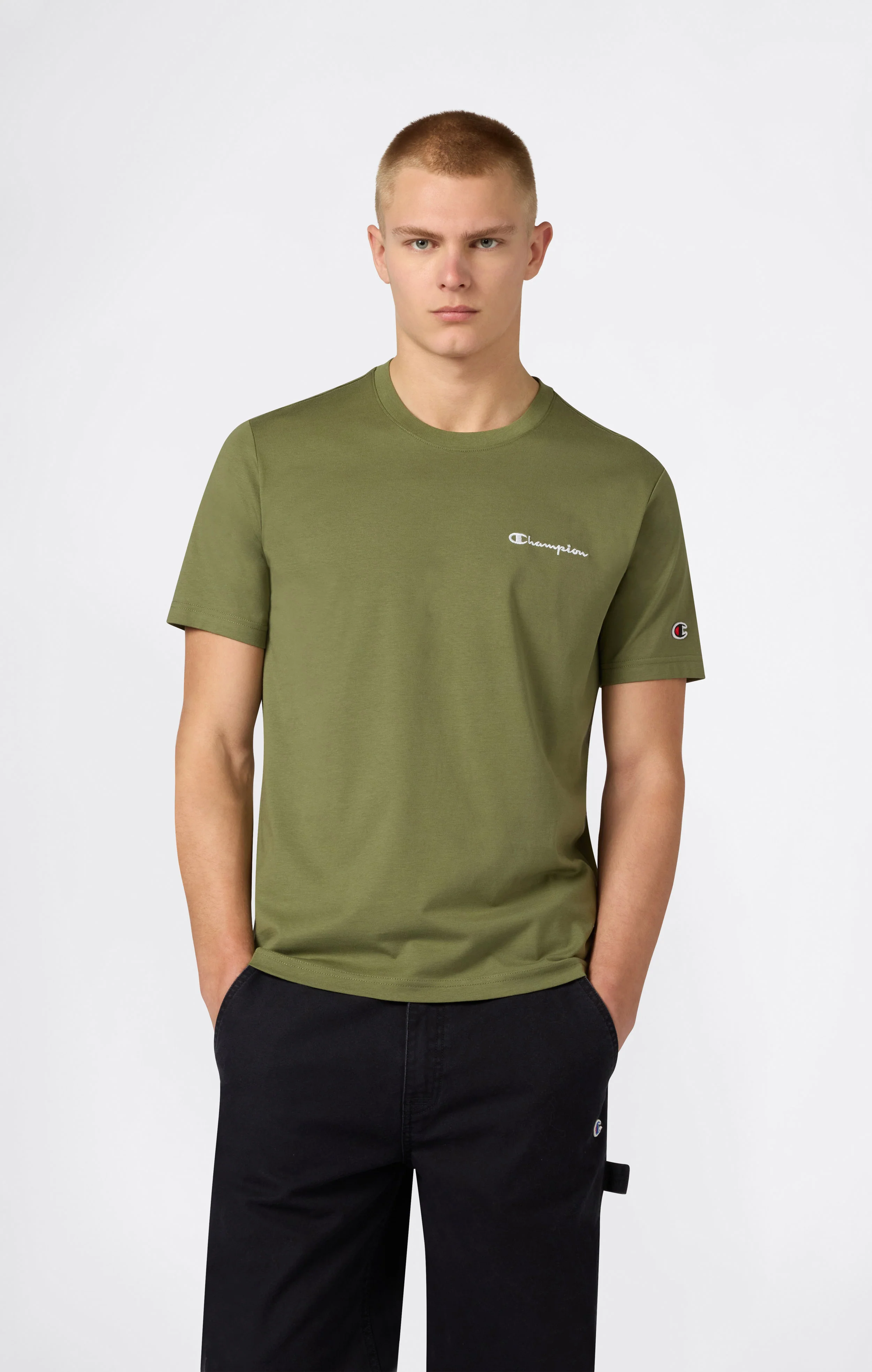 Men’s T-Shirt with Small Embroidered Logo Icons