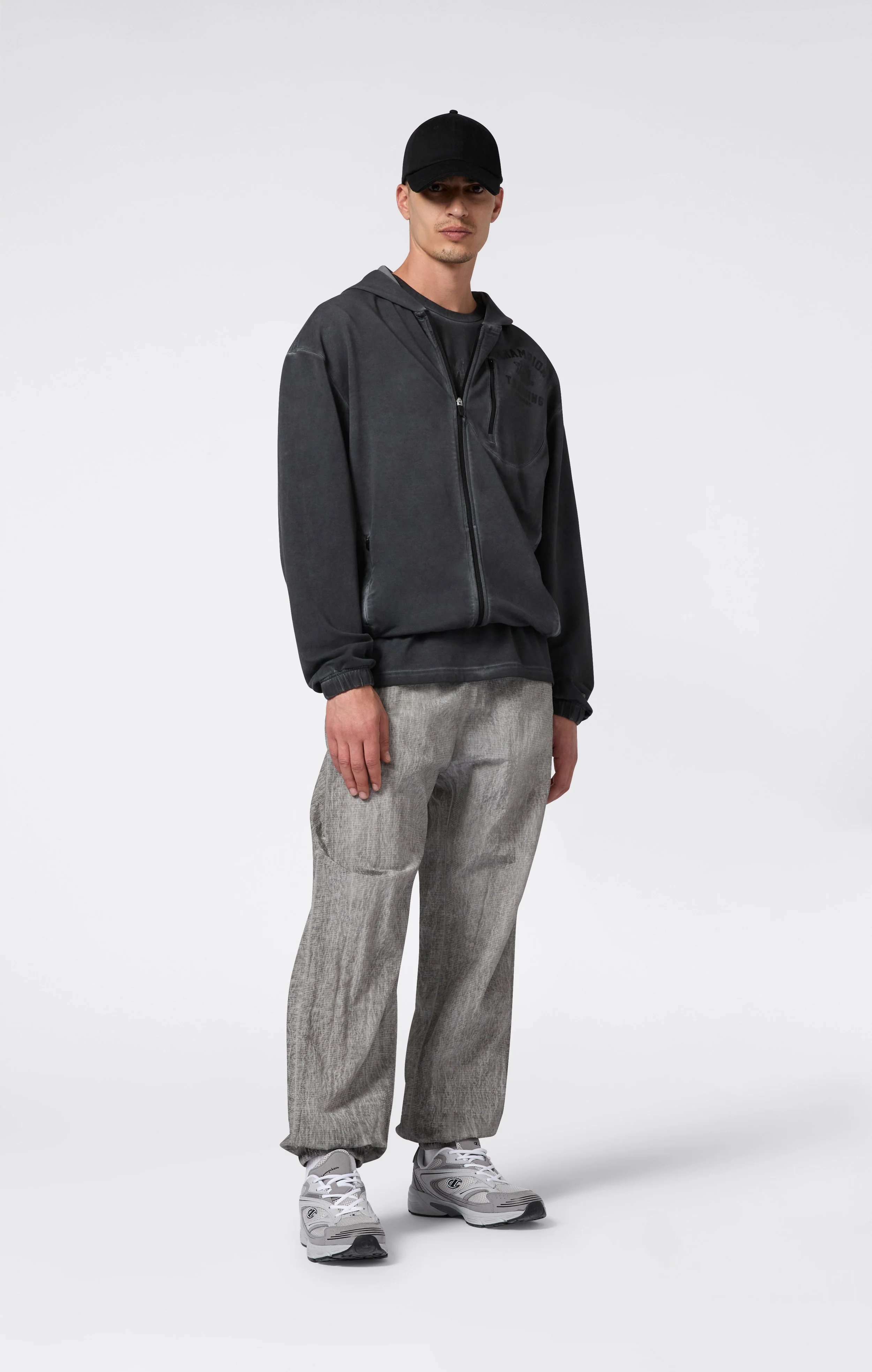 Men’s Washed Full Zip & Chest Zip Pocket Hoodie - Image 2