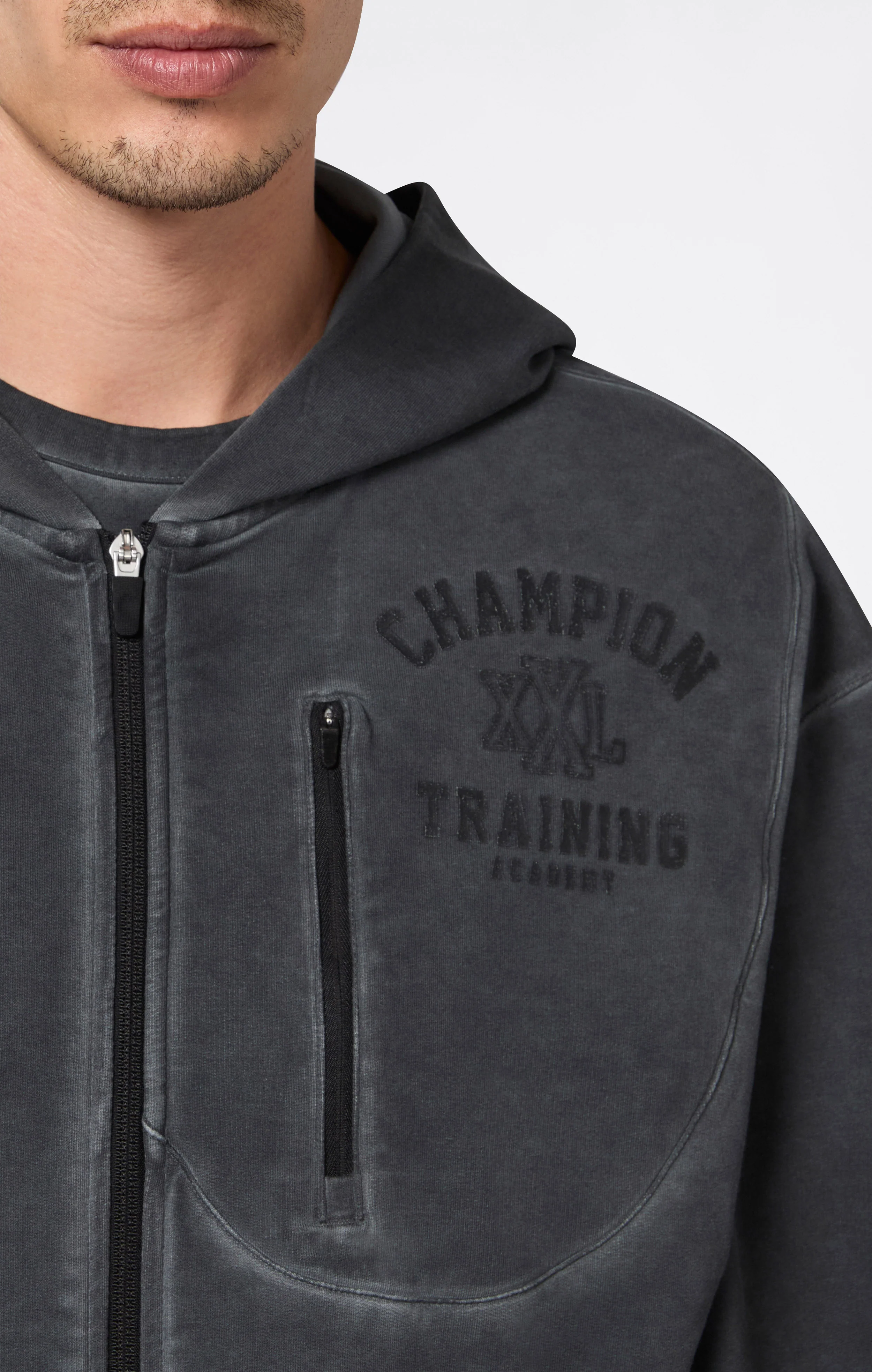 Men’s Washed Full Zip & Chest Zip Pocket Hoodie - Image 4
