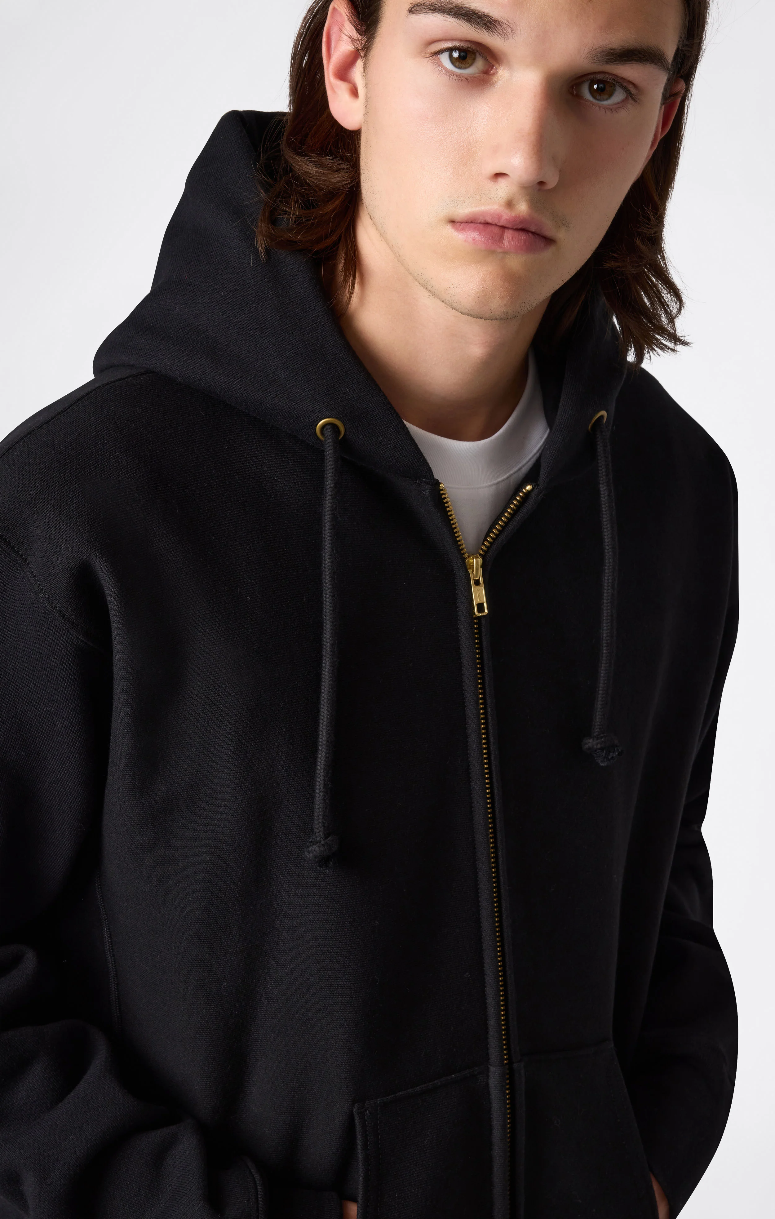 Men's Fleece Reverse Weave Zip Hooded Sweatshirt Made in USA - Image 2