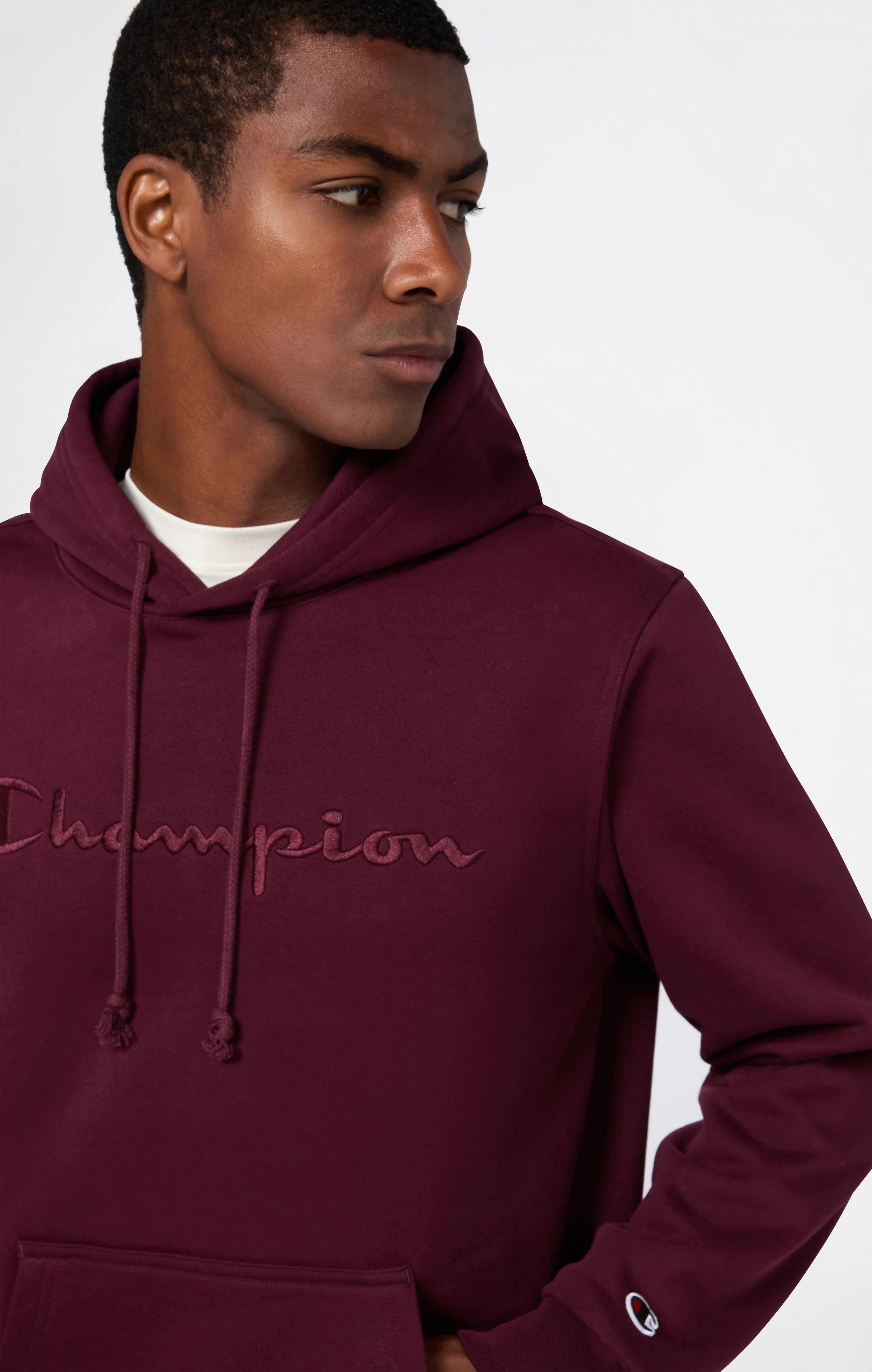Men’s Fleece Hoodie with Big Embroidered Logo Icons - Image 2