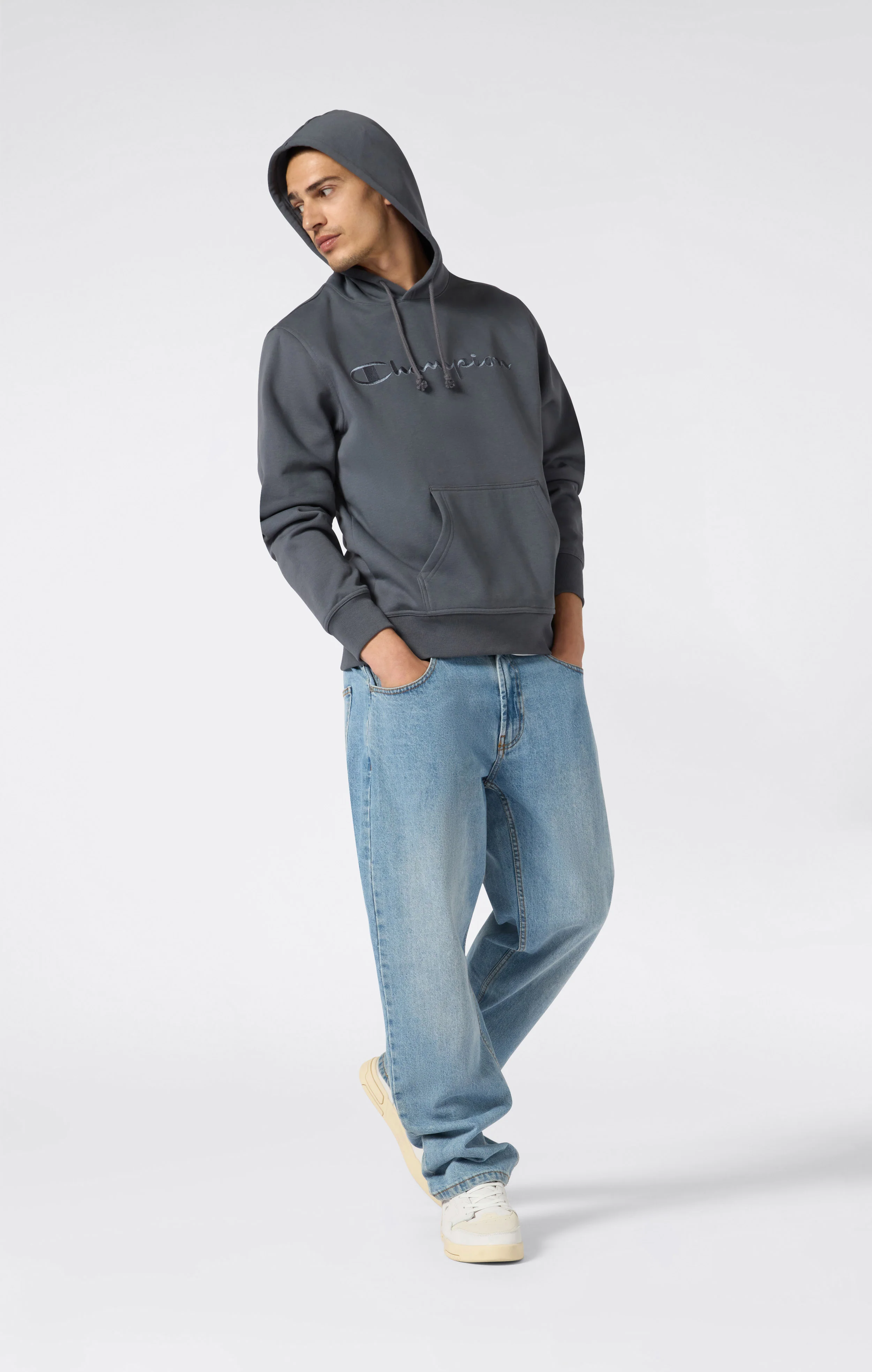Men’s Fleece Hoodie with Big Embroidered Logo Icons - Image 5