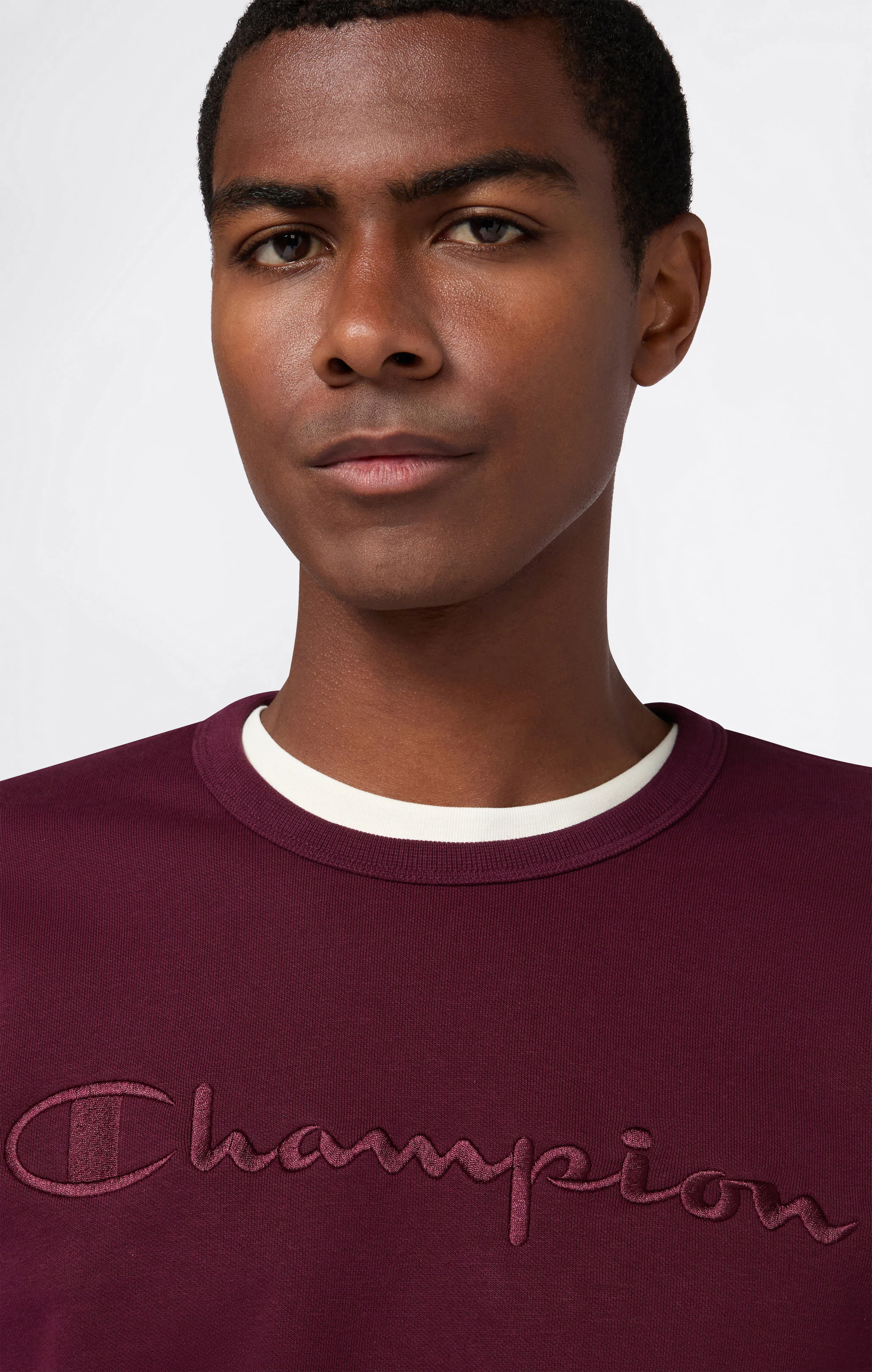 Men’s Fleece Crewneck Sweatshirt with Big Embroidered Logo Icons - Image 3