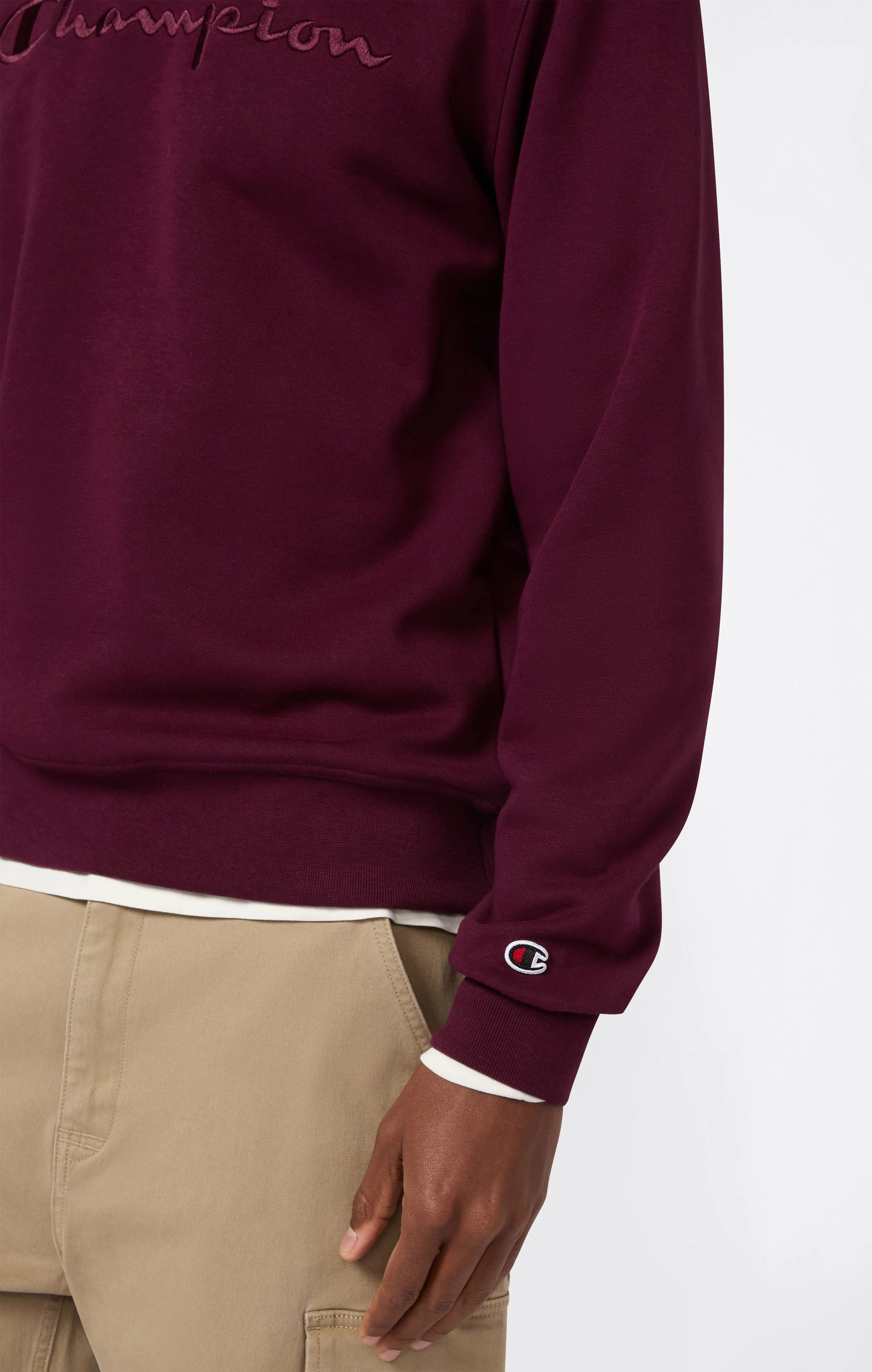 Men’s Fleece Crewneck Sweatshirt with Big Embroidered Logo Icons - Image 4