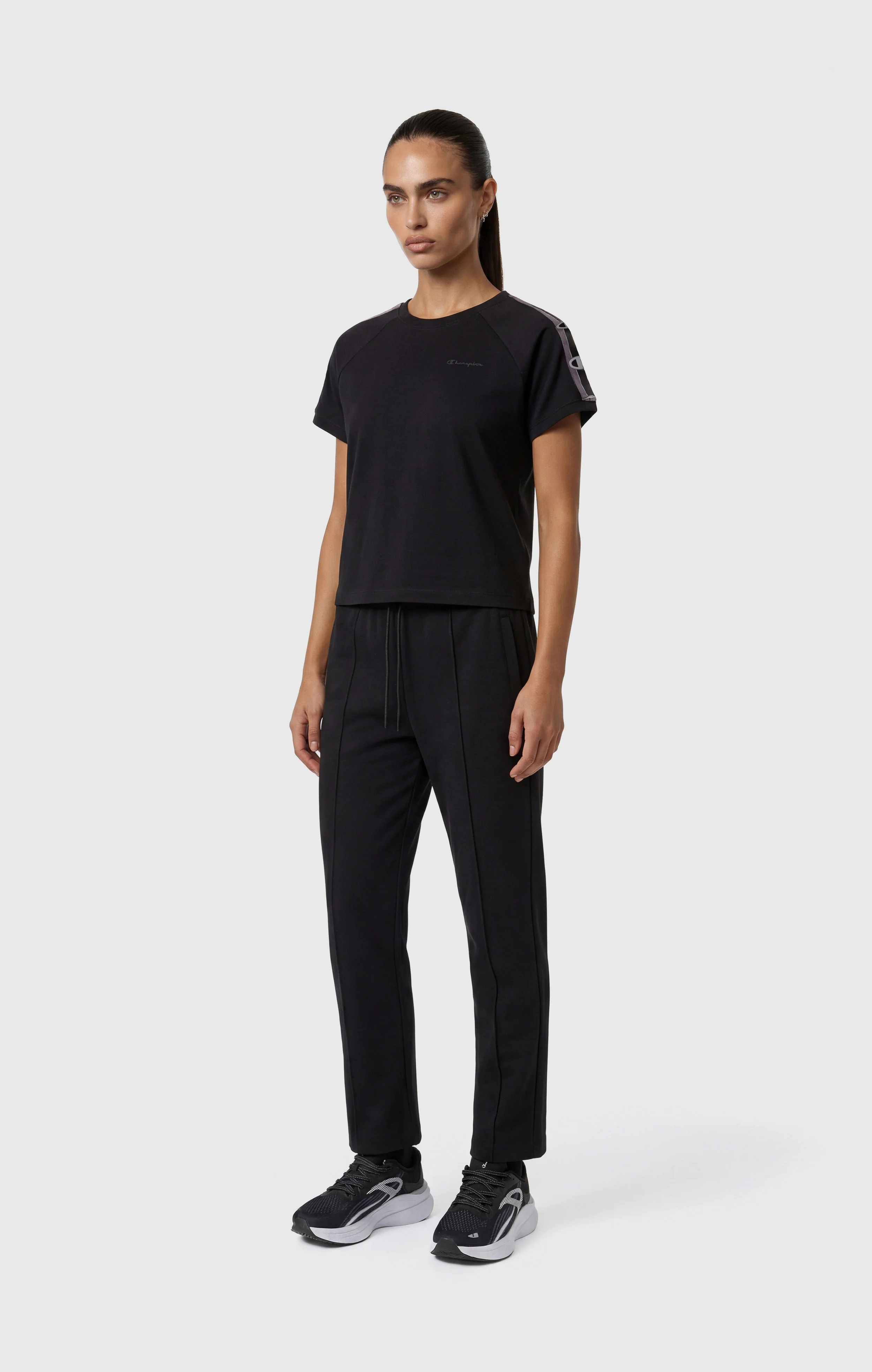 Women’s Crewneck Stretch Jersey T-Shirt with Logo Tape - Image 2