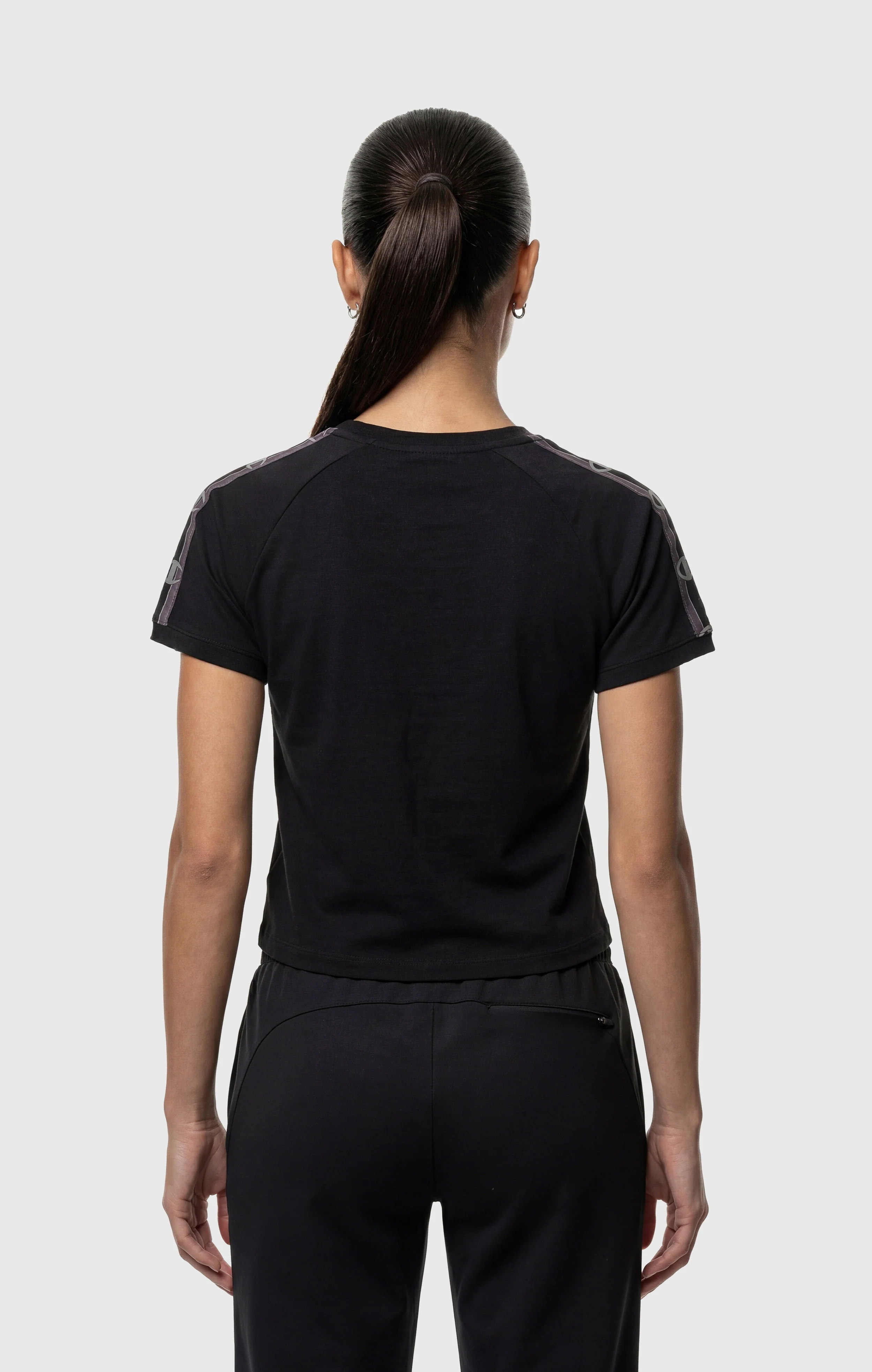 Women’s Crewneck Stretch Jersey T-Shirt with Logo Tape - Image 3
