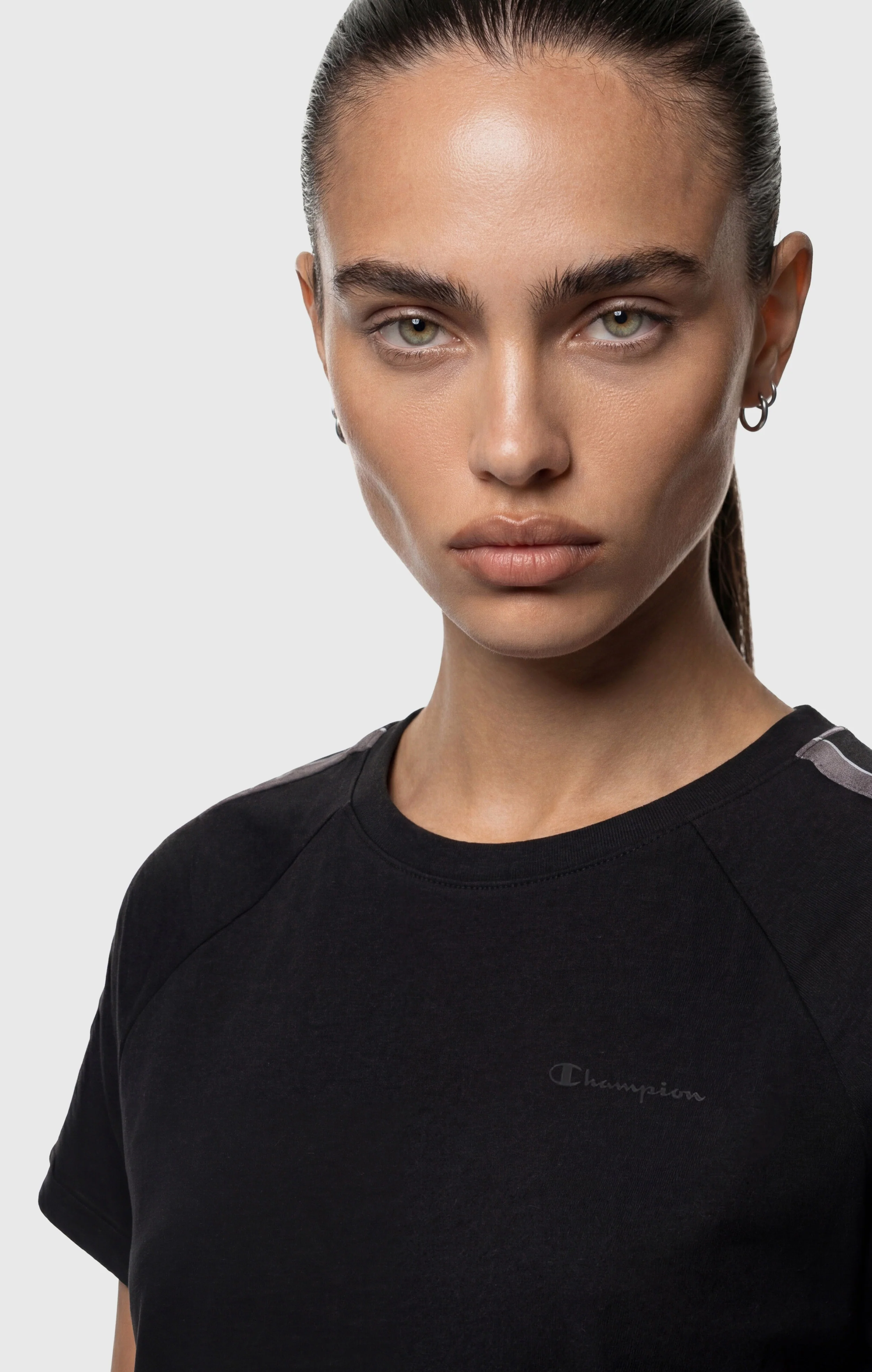 Women’s Crewneck Stretch Jersey T-Shirt with Logo Tape - Image 4