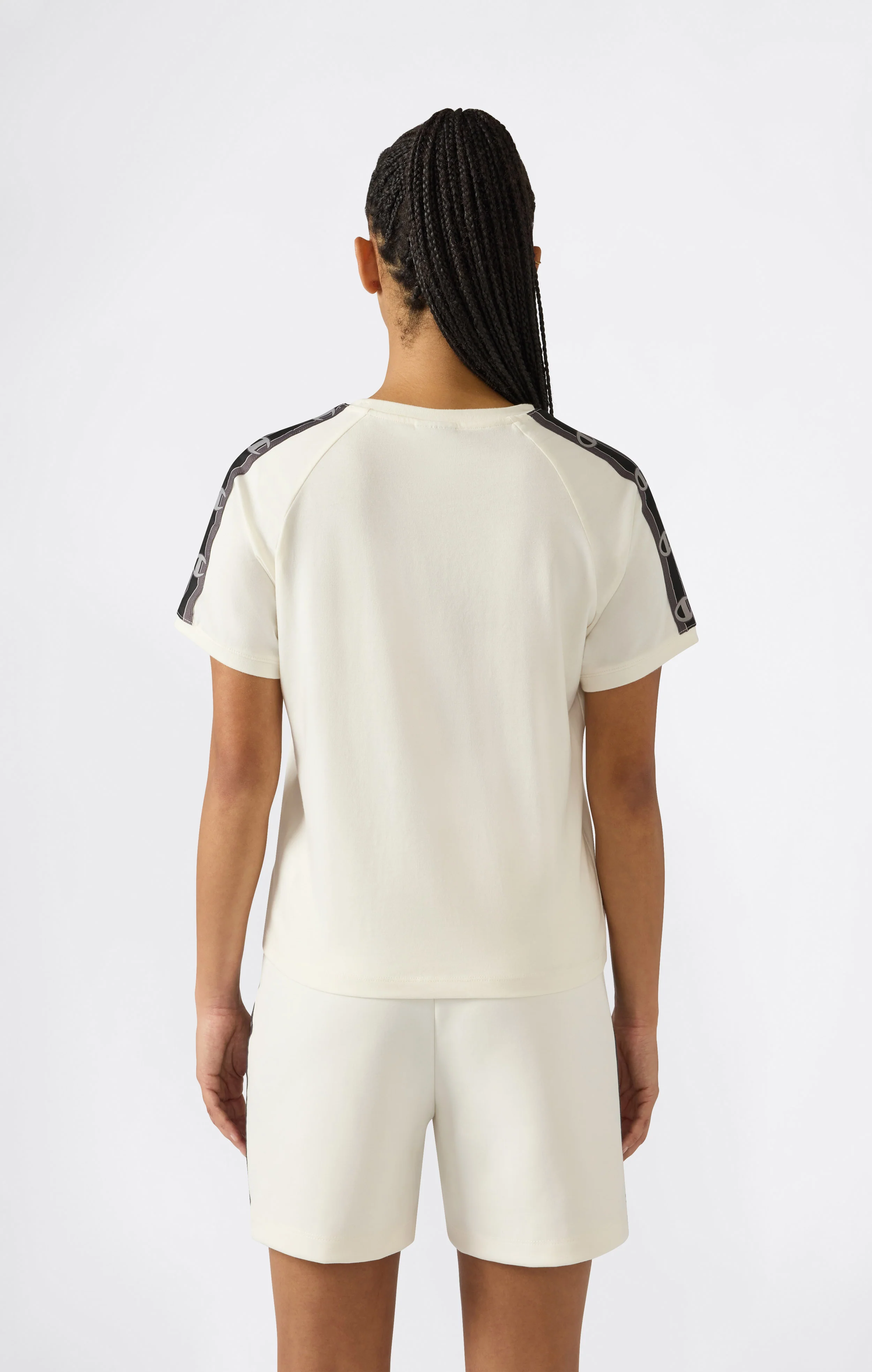 Women’s Crewneck Stretch Jersey T-Shirt with Logo Tape - Image 2