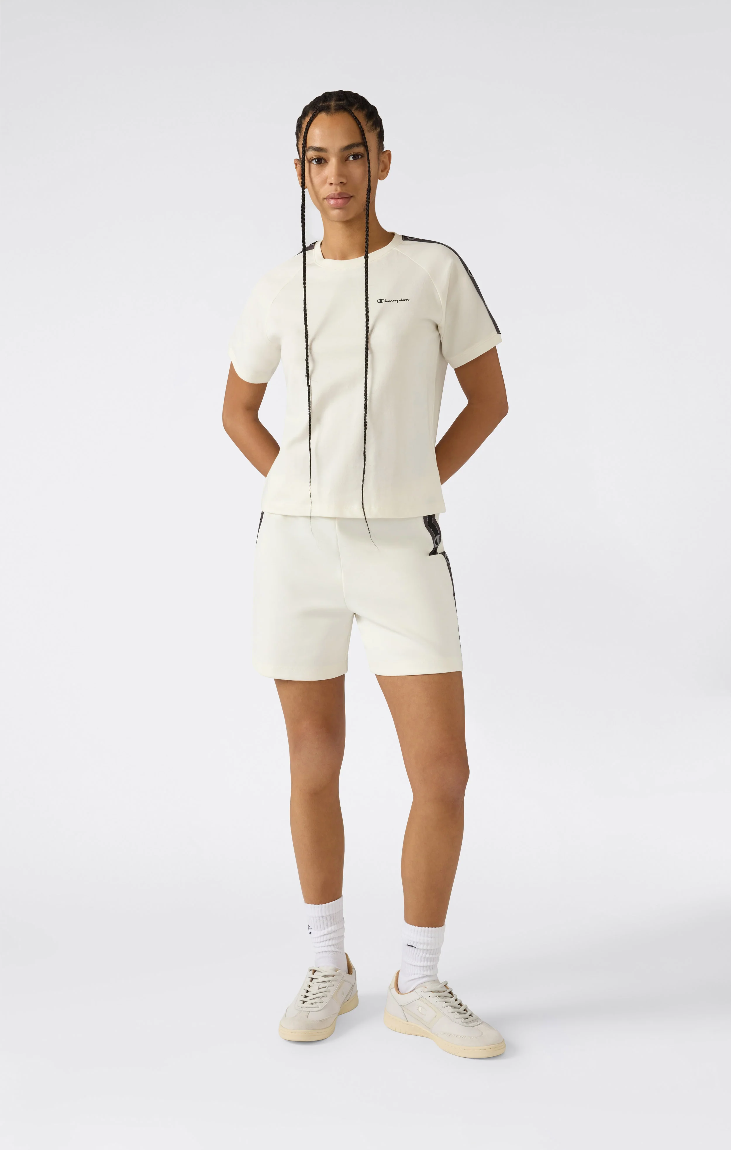 Women’s Crewneck Stretch Jersey T-Shirt with Logo Tape - Image 3