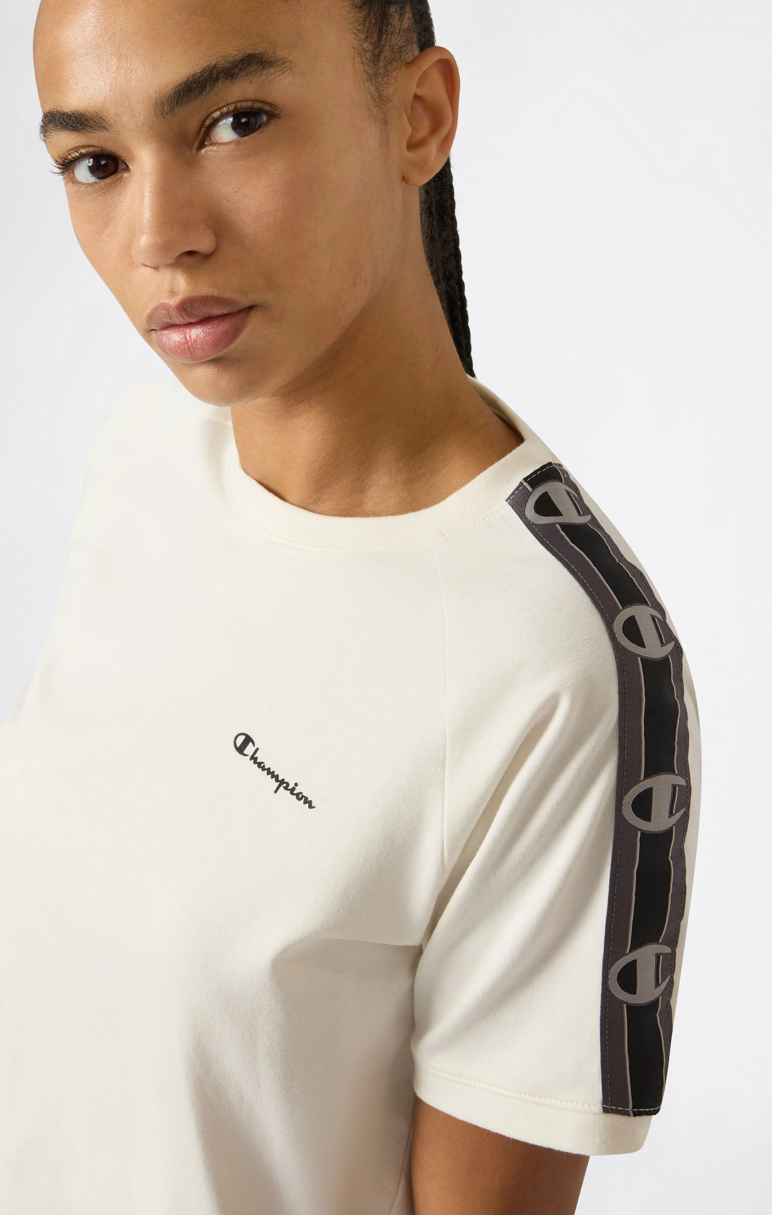 Women’s Crewneck Stretch Jersey T-Shirt with Logo Tape - Image 4