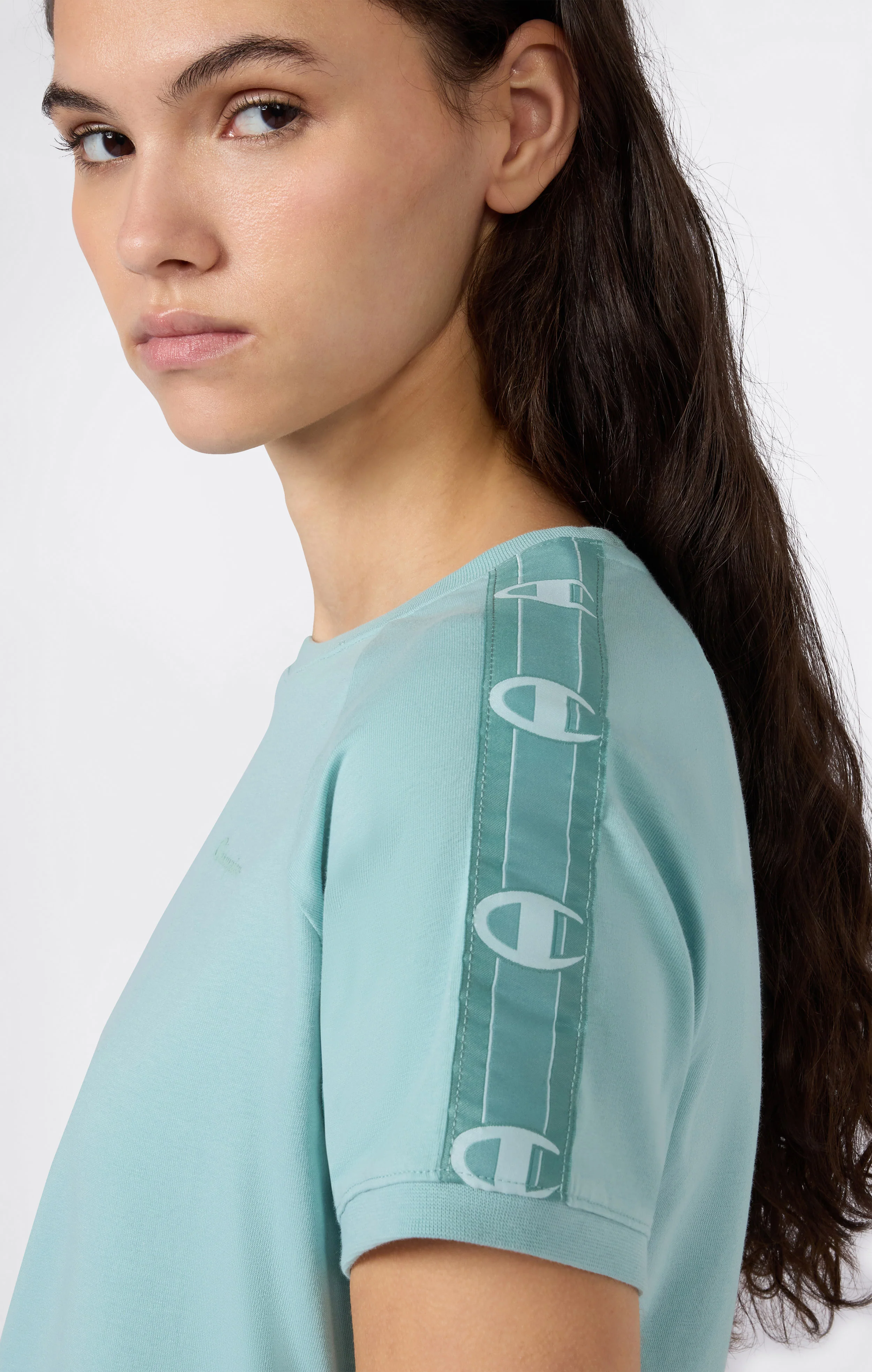 Women’s Crewneck Stretch Jersey T-Shirt with Logo Tape - Image 4