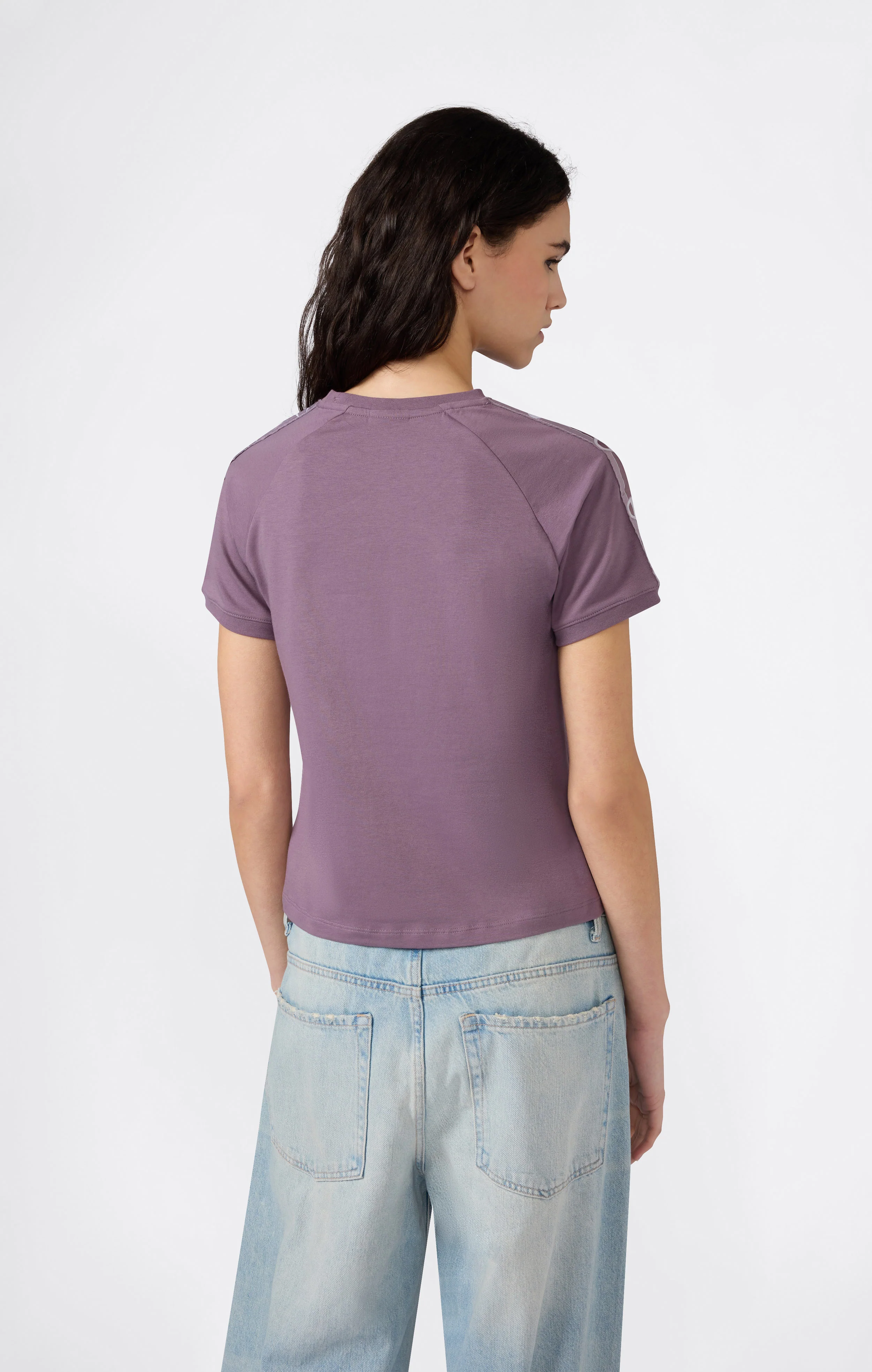 Women’s Crewneck Stretch Jersey T-Shirt with Logo Tape - Image 2