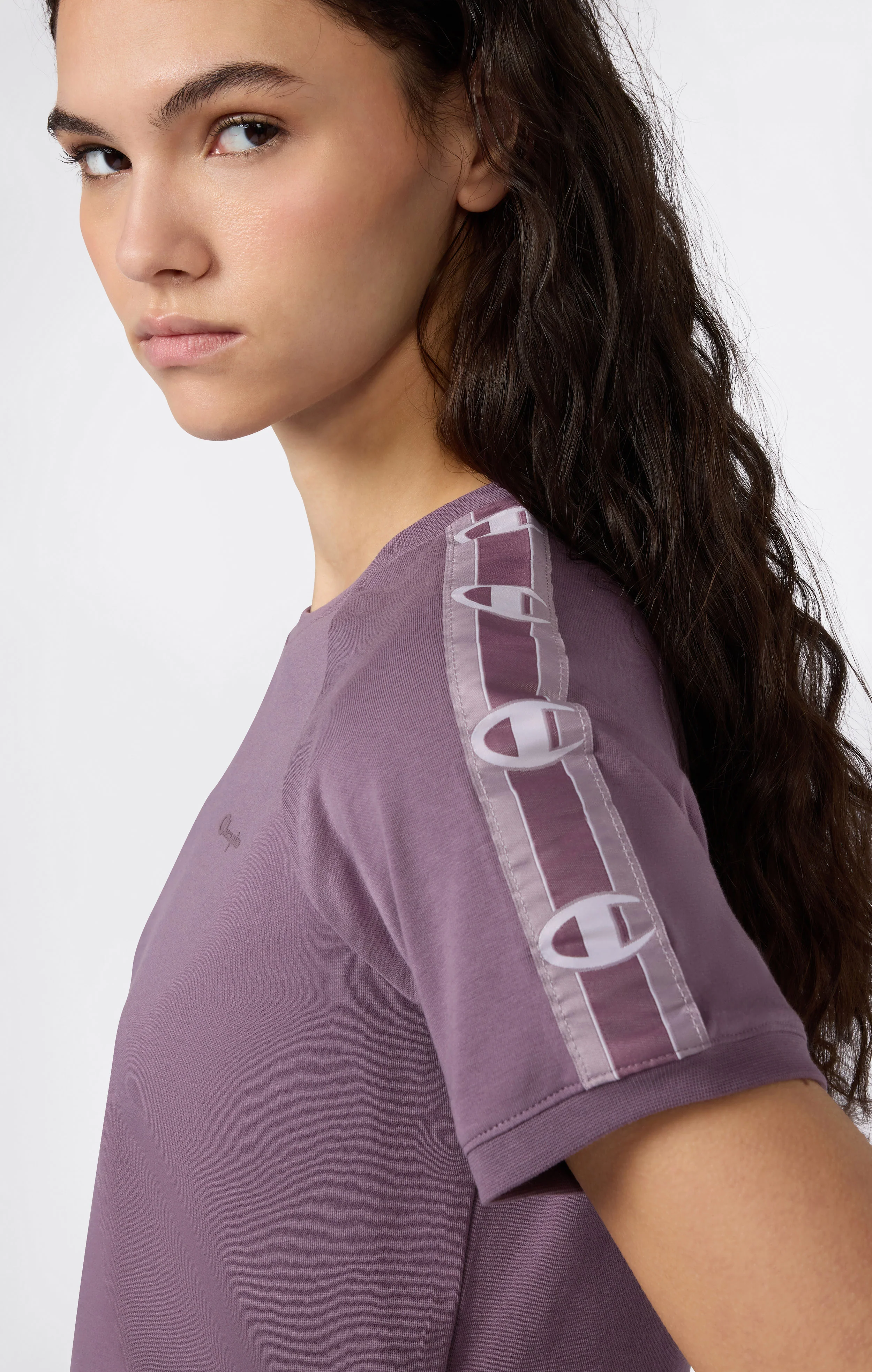 Women’s Crewneck Stretch Jersey T-Shirt with Logo Tape - Image 4