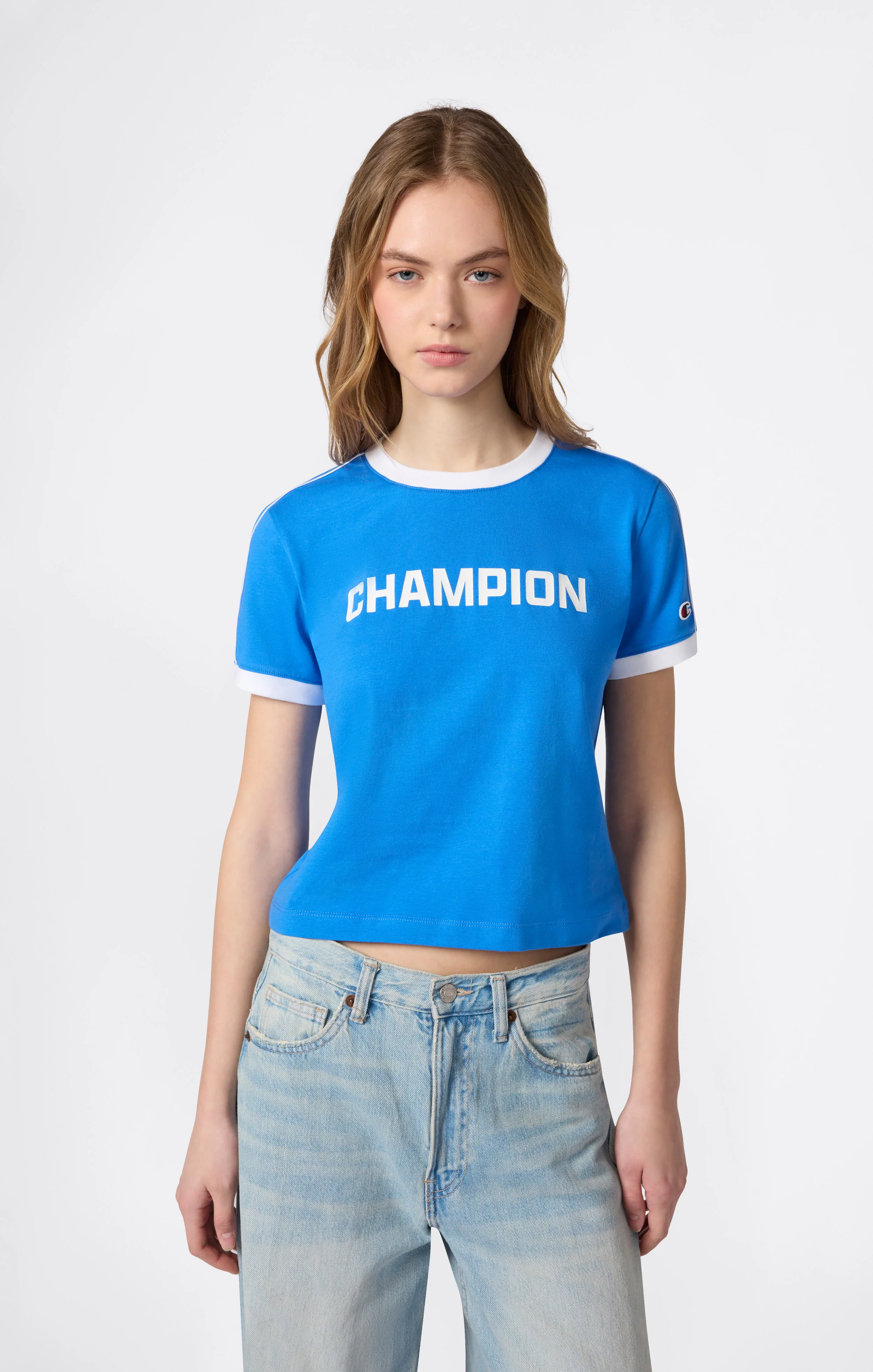Women’s Crewneck T-Shirt with Contrast Logo