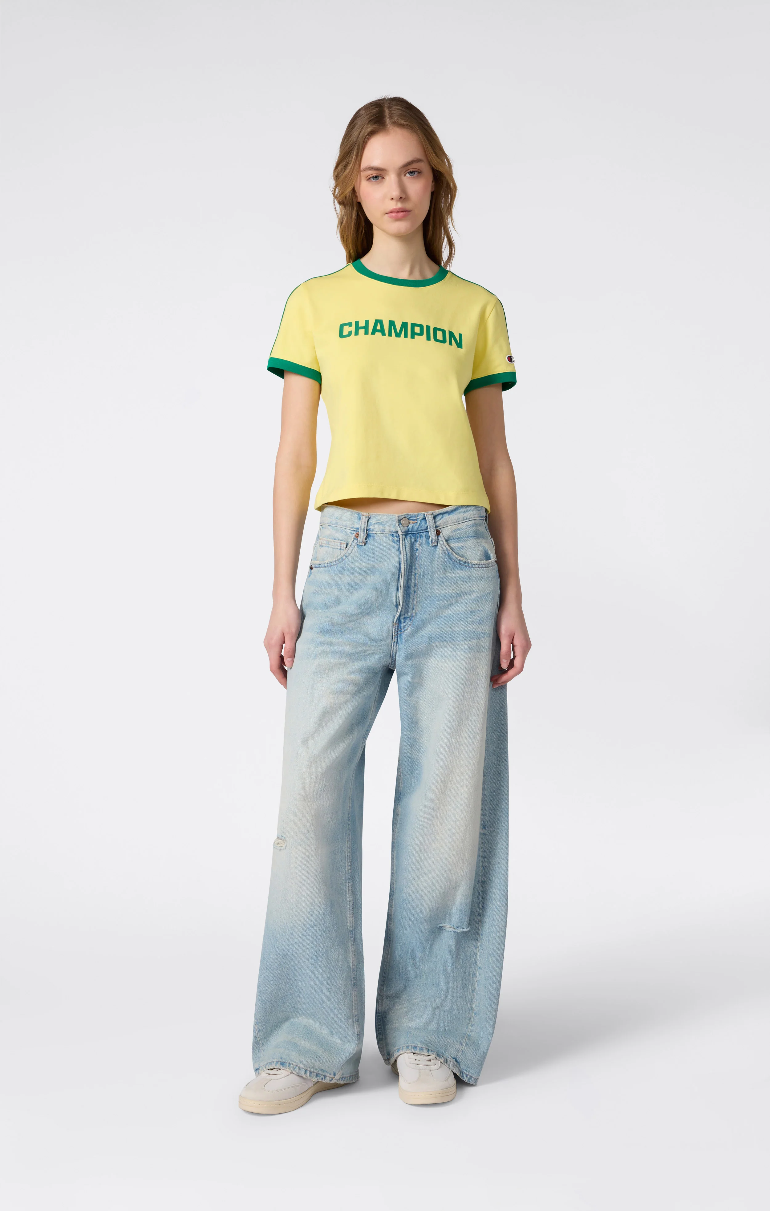 Women’s Crewneck T-Shirt with Contrast Logo - Image 2