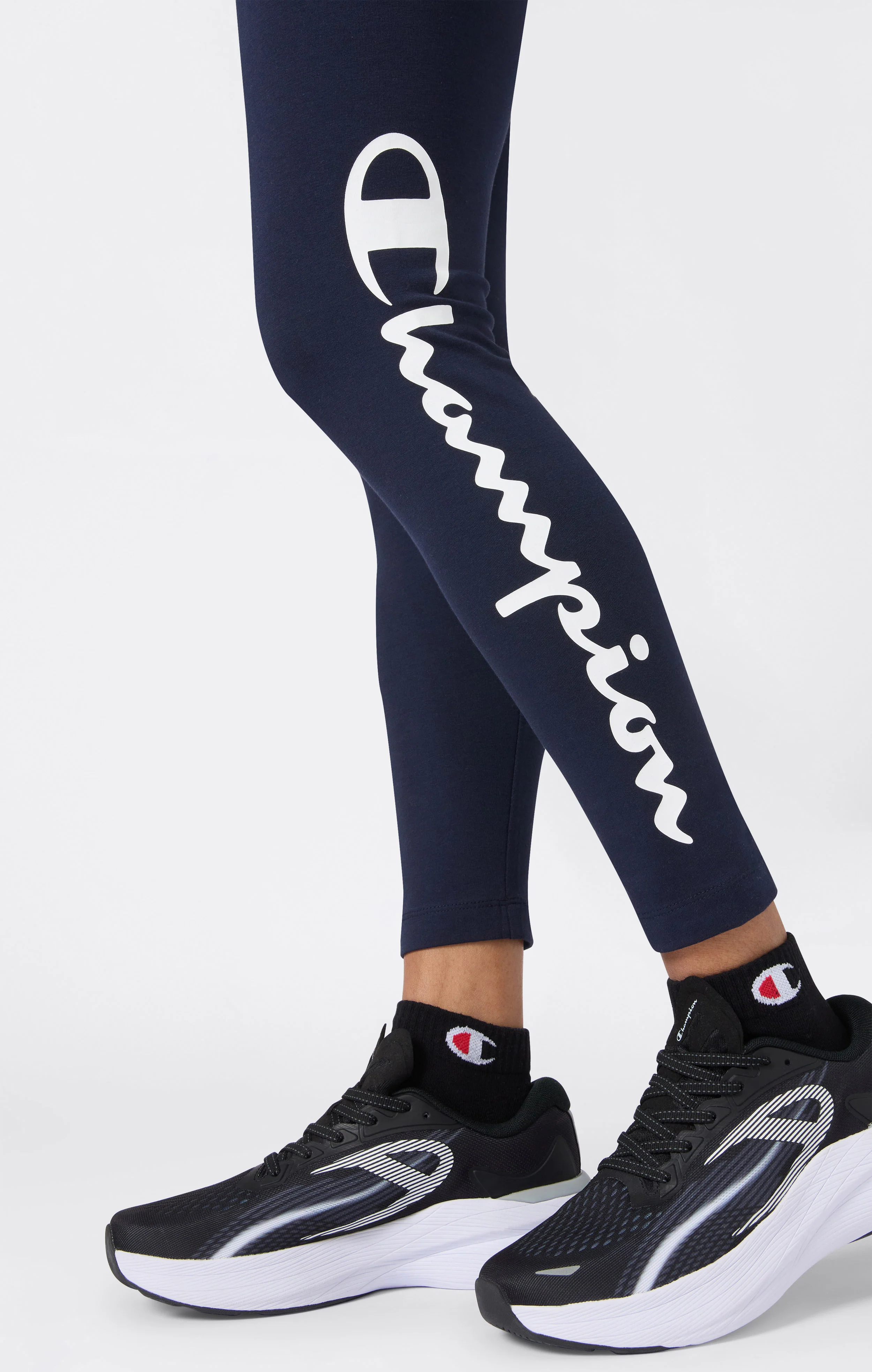 Women's Crop Leggings Script Logo - Image 3