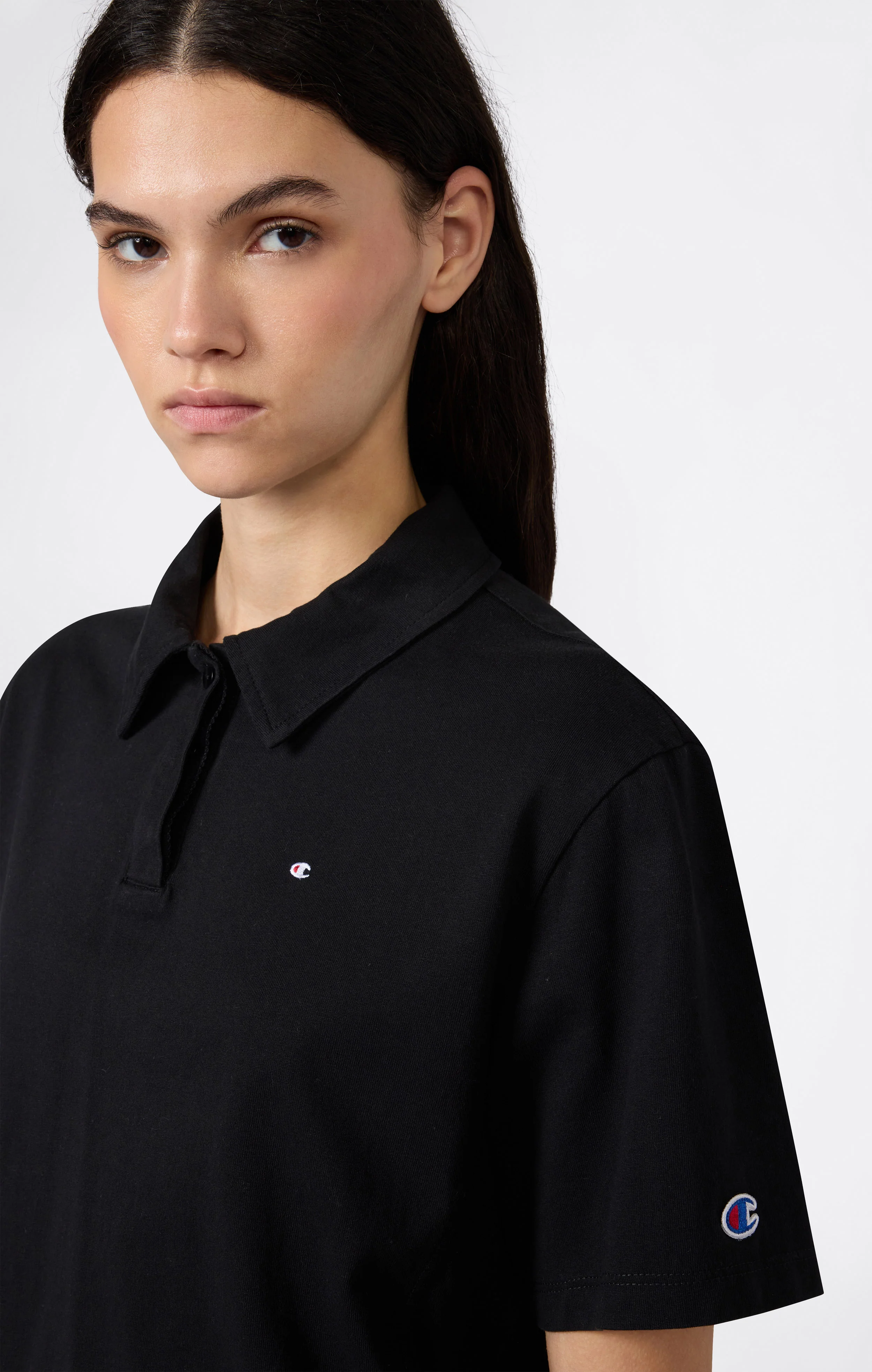 Women’s Cropped Cotton Jersey Polo Shirt - Image 2