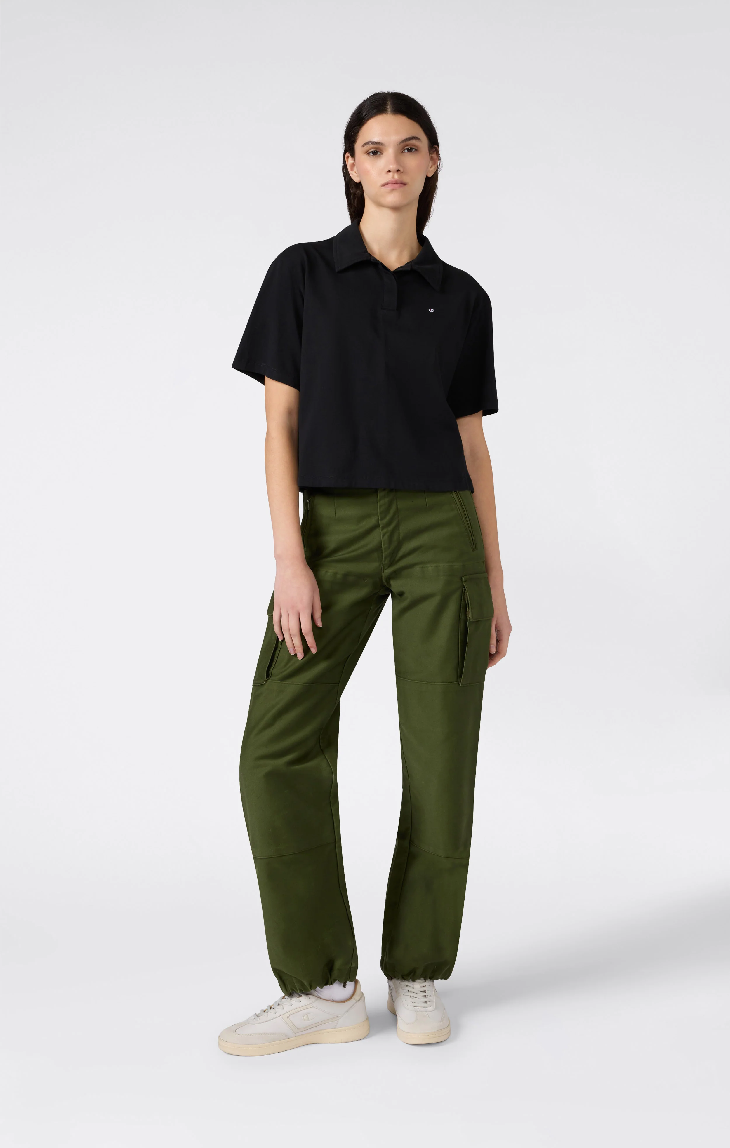 Women’s Cropped Cotton Jersey Polo Shirt - Image 4